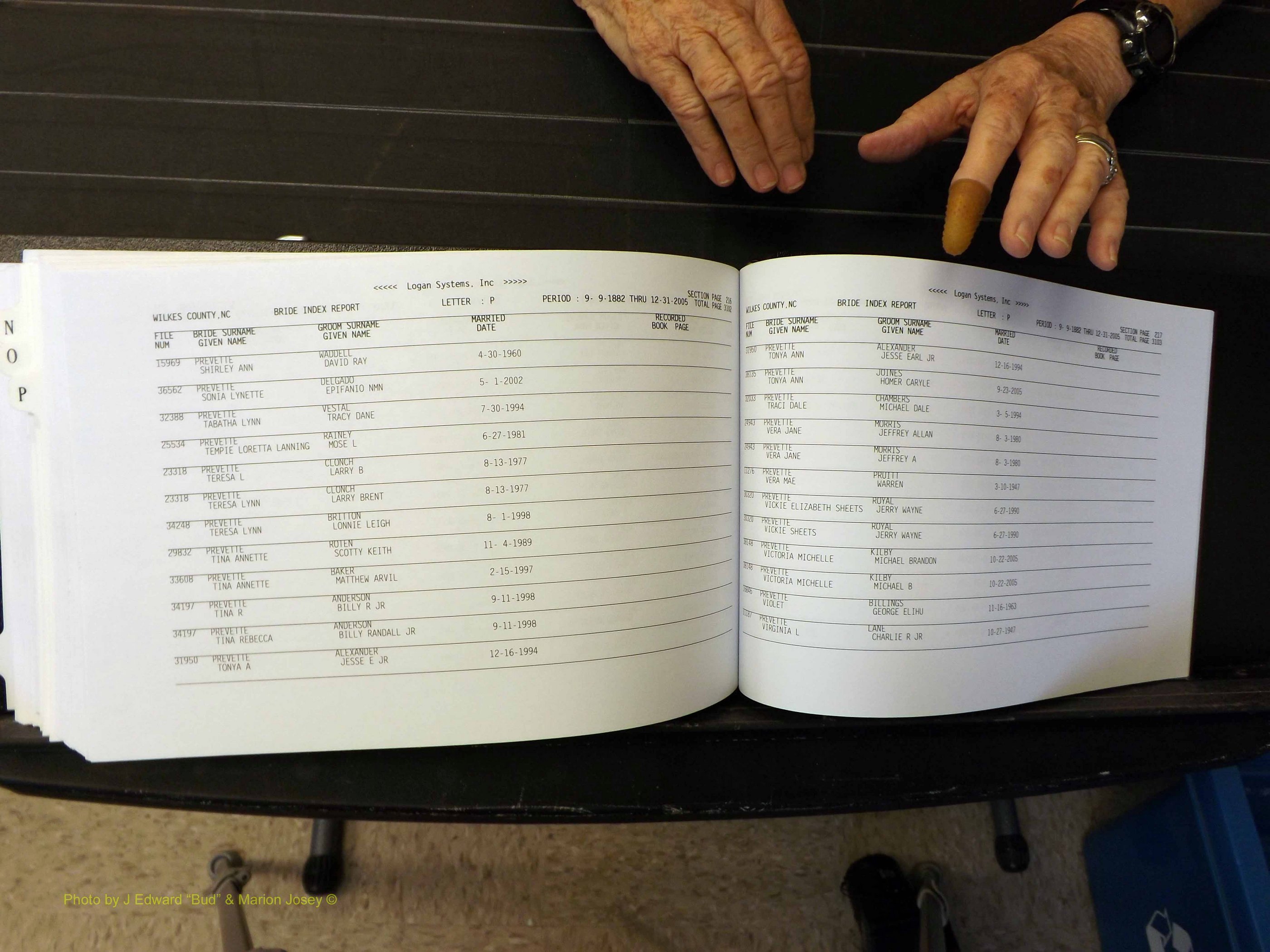 Wilkes Co, NC, Marriages, Female Index, M-P, 1882-2005 (430).JPG
