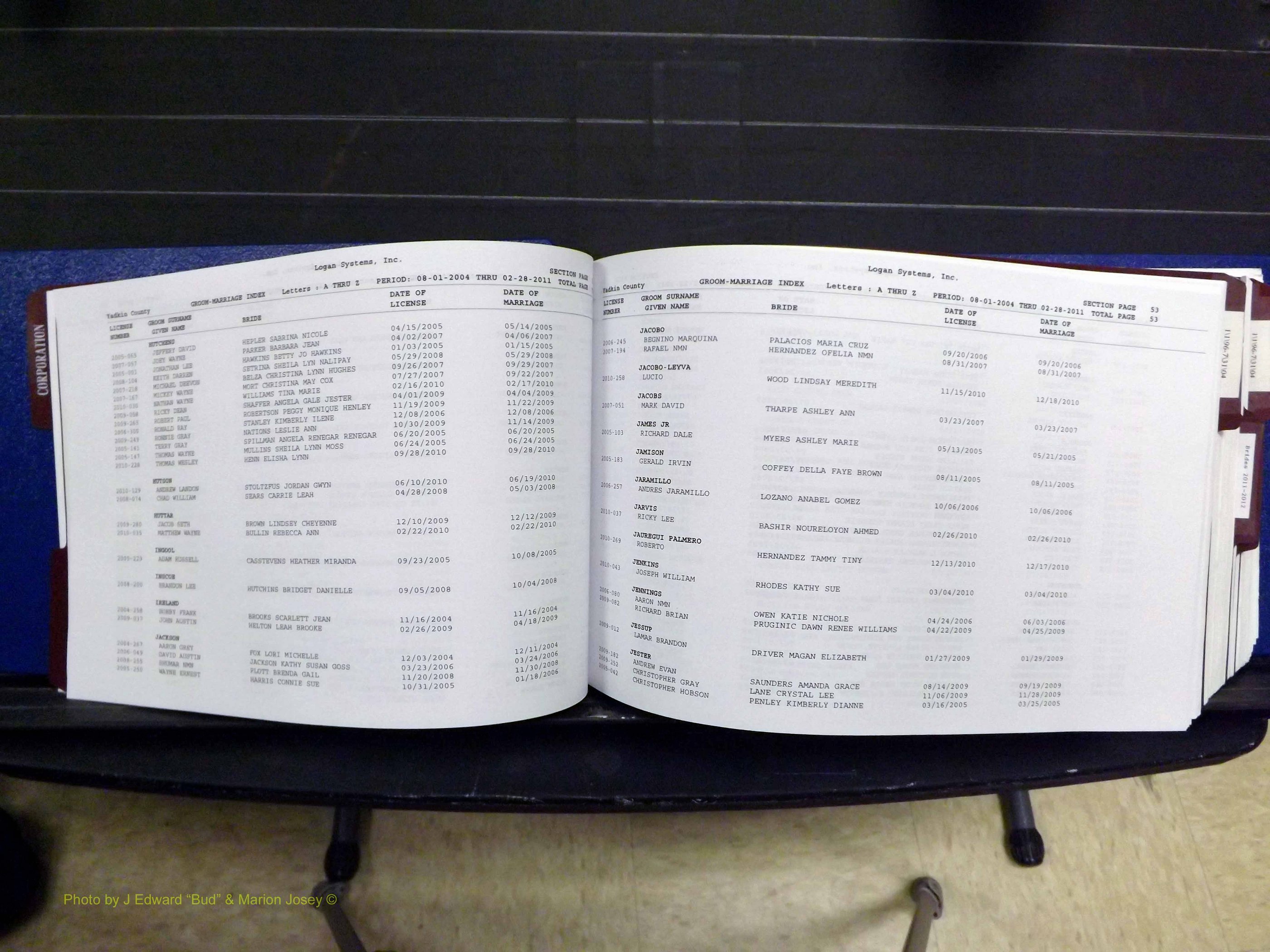 Yadkin Co, NC, Marriages, Male & Female, 1996-2012 (150) .JPG