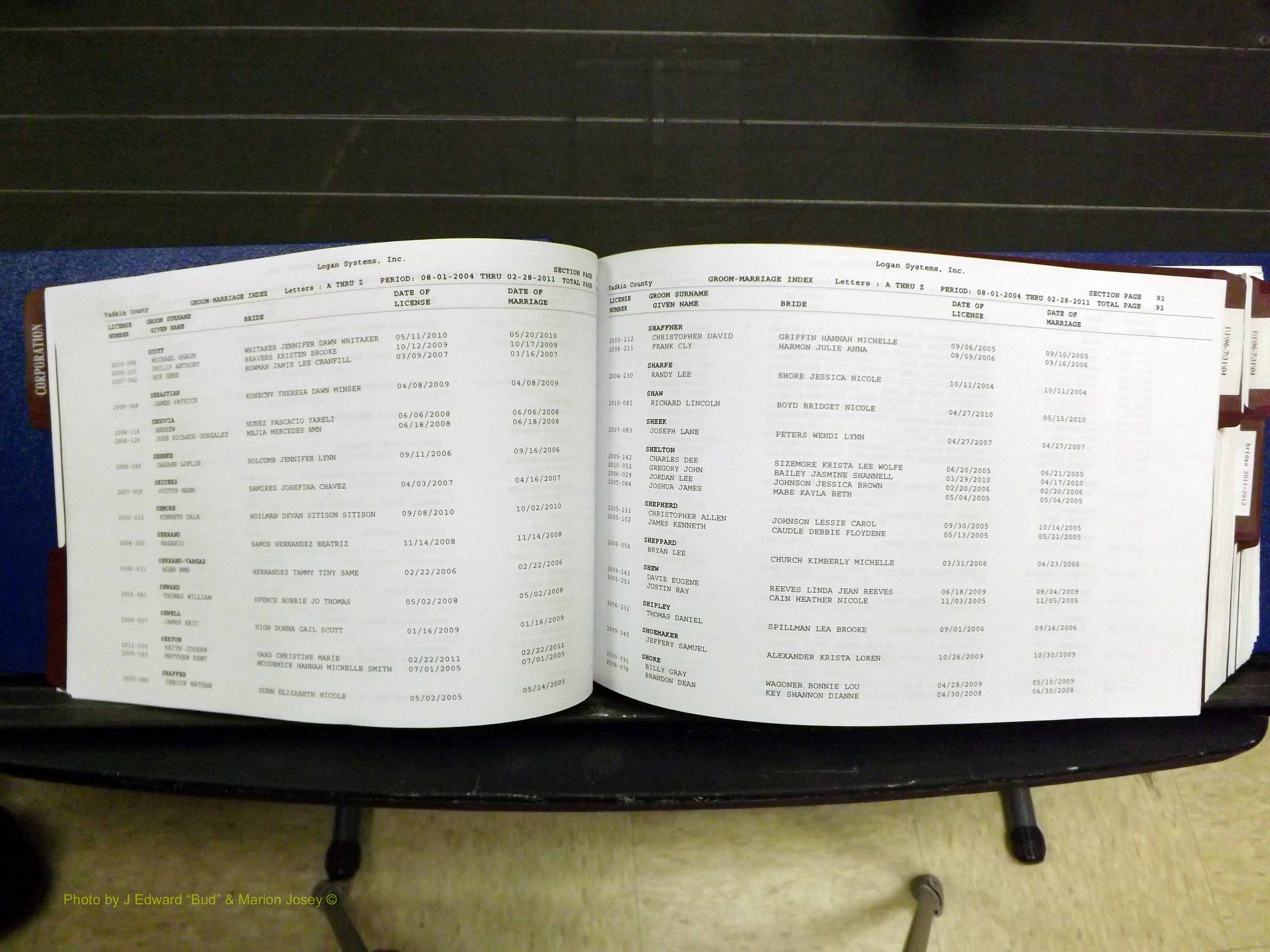 Yadkin Co, NC, Marriages, Male & Female, 1996-2012 (169) .JPG