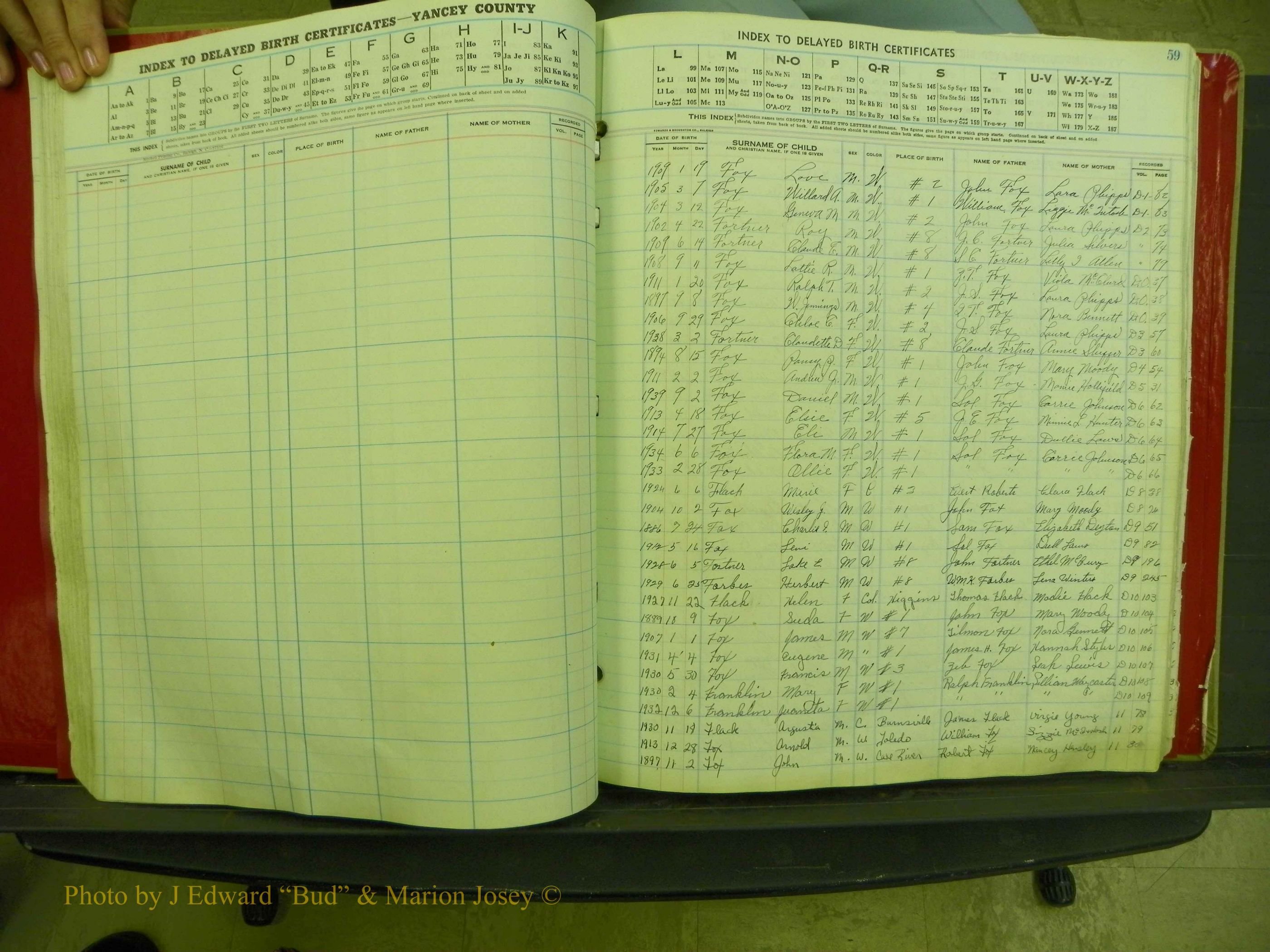 Yancey Co, NC  Delayed Births,  Index F, 53.JPG