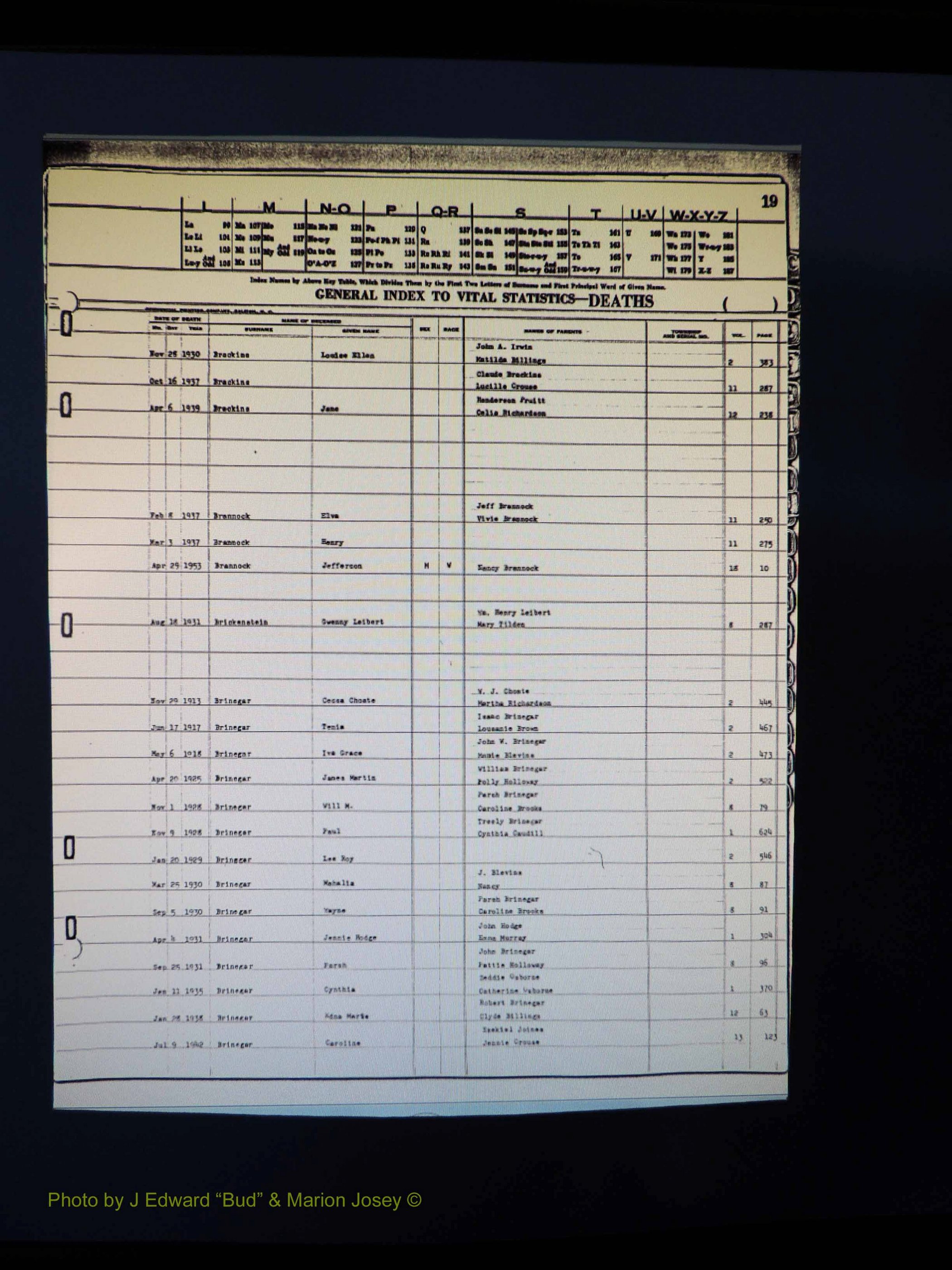 Alleghany Co, NC, Deaths Vol 1 026.JPG