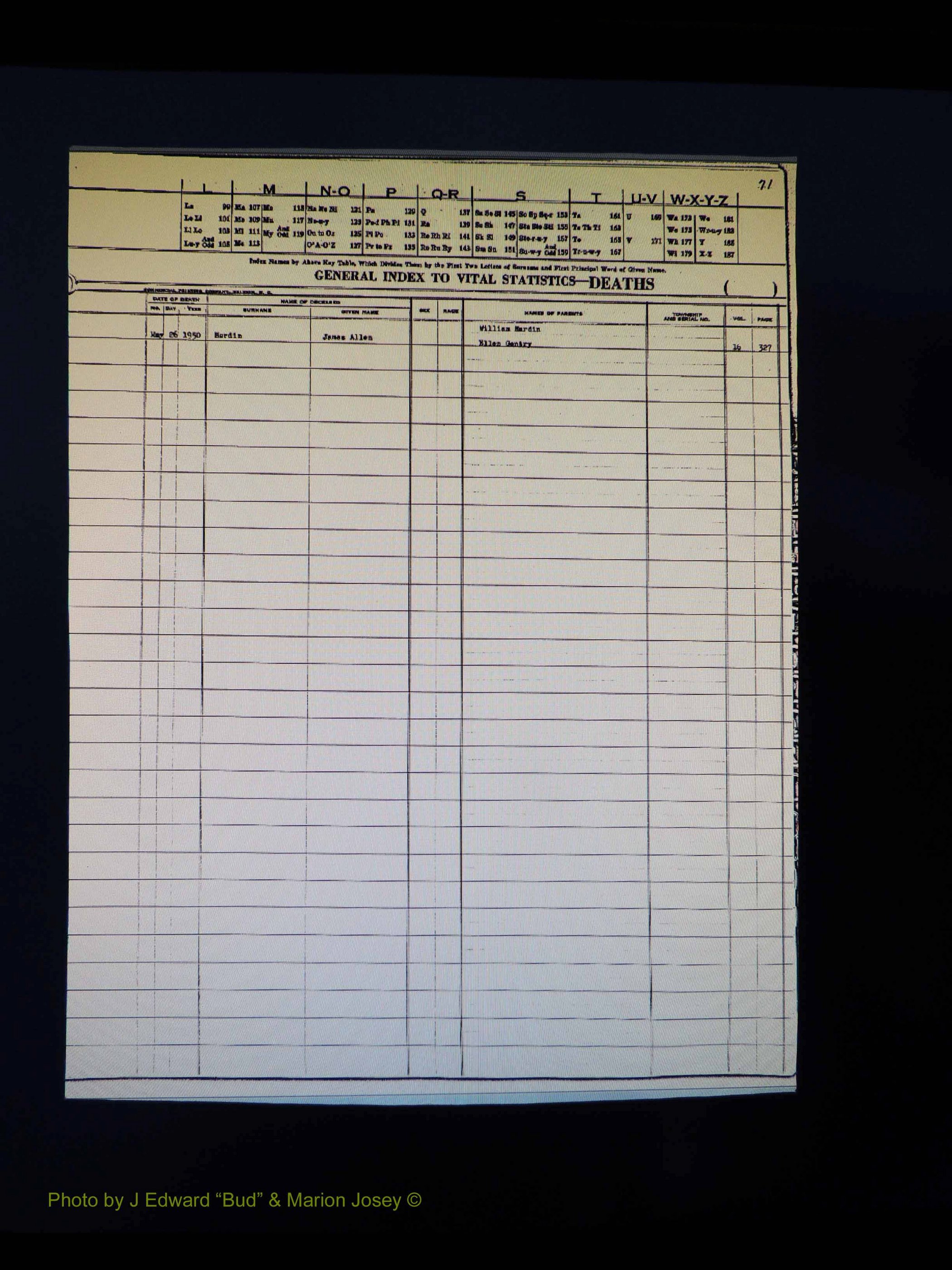 Alleghany Co, NC, Deaths Vol 1 099.JPG