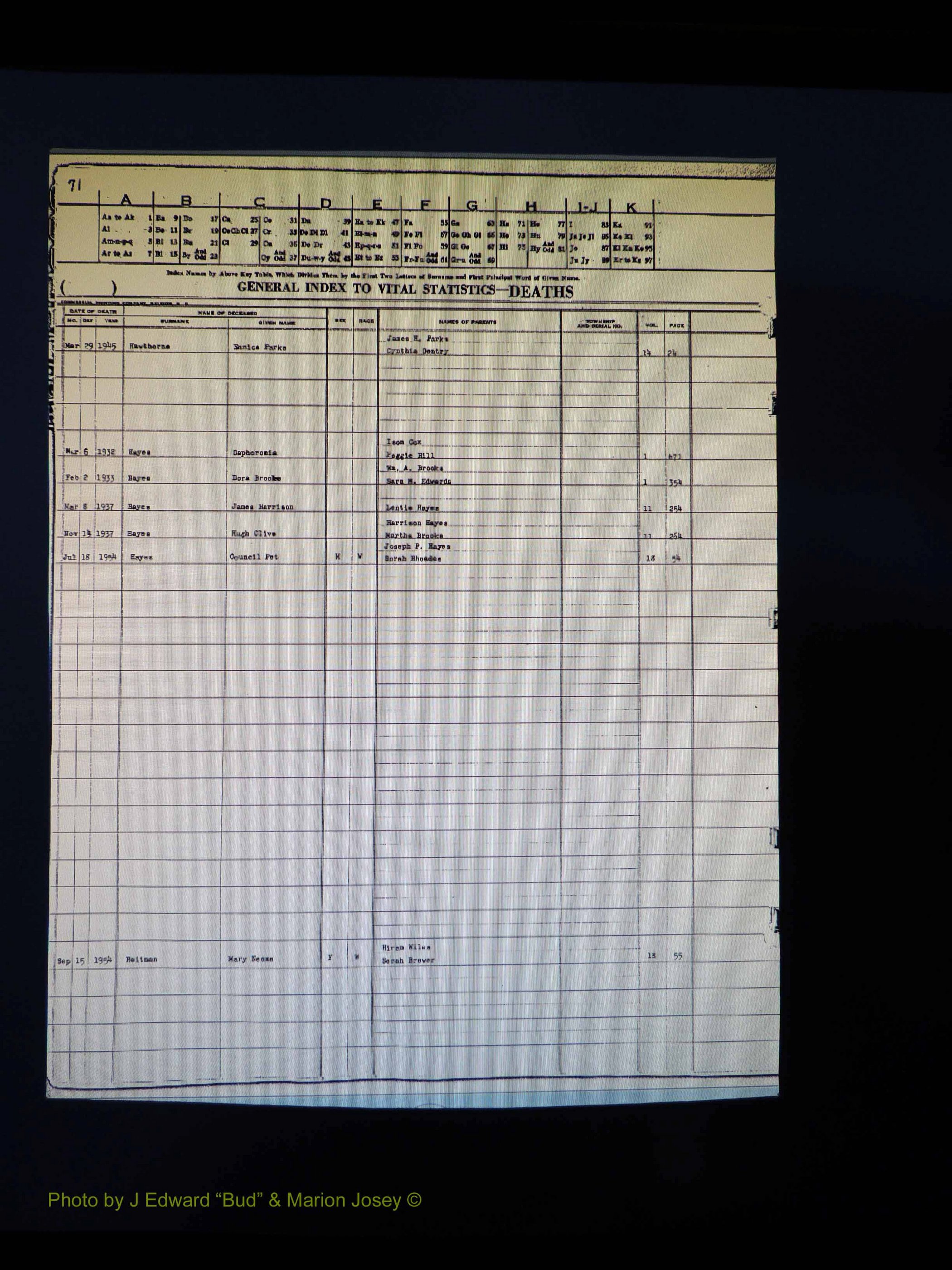 Alleghany Co, NC, Deaths Vol 1 105.JPG