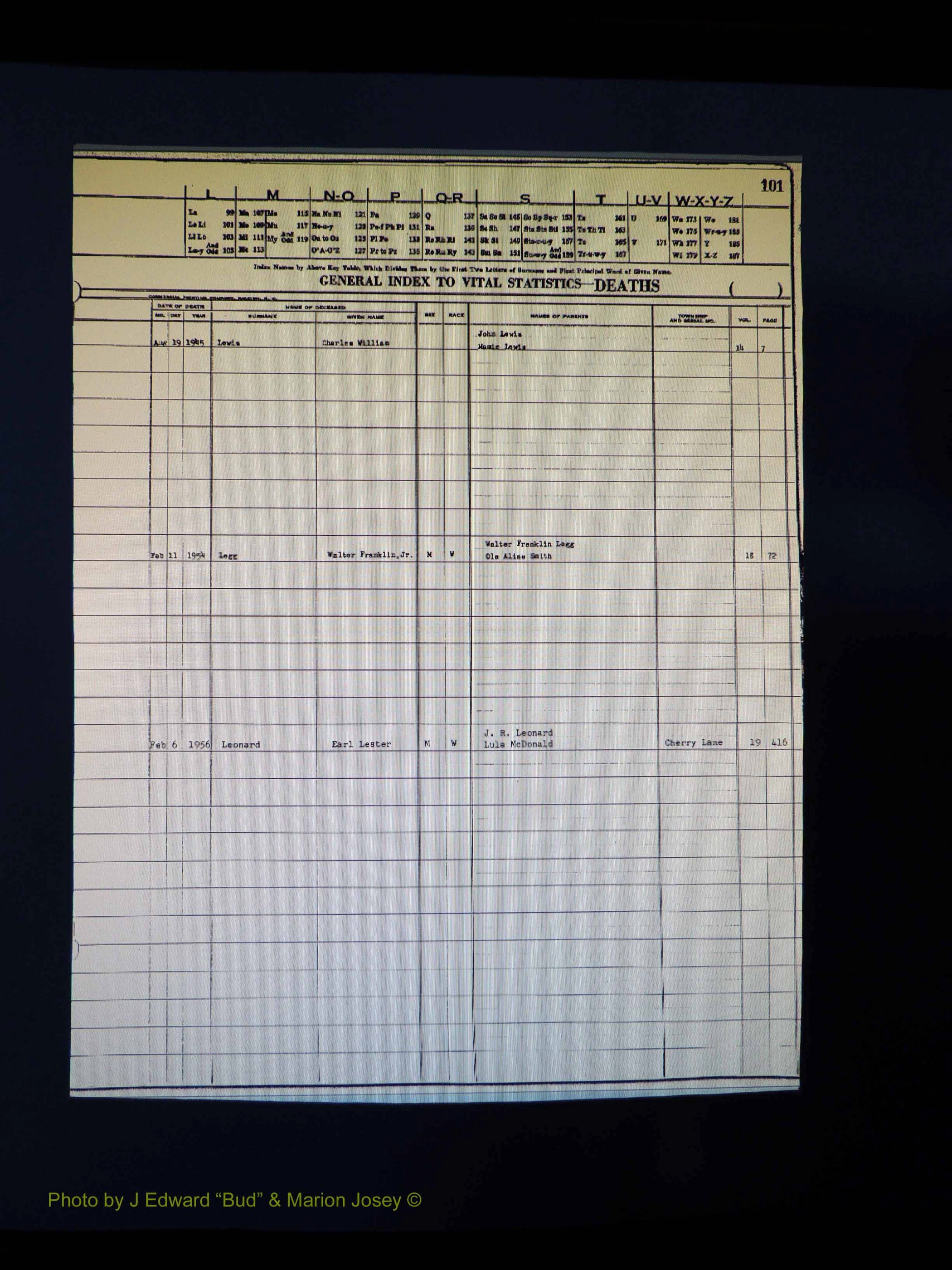 Alleghany Co, NC, Deaths Vol 1 132.JPG