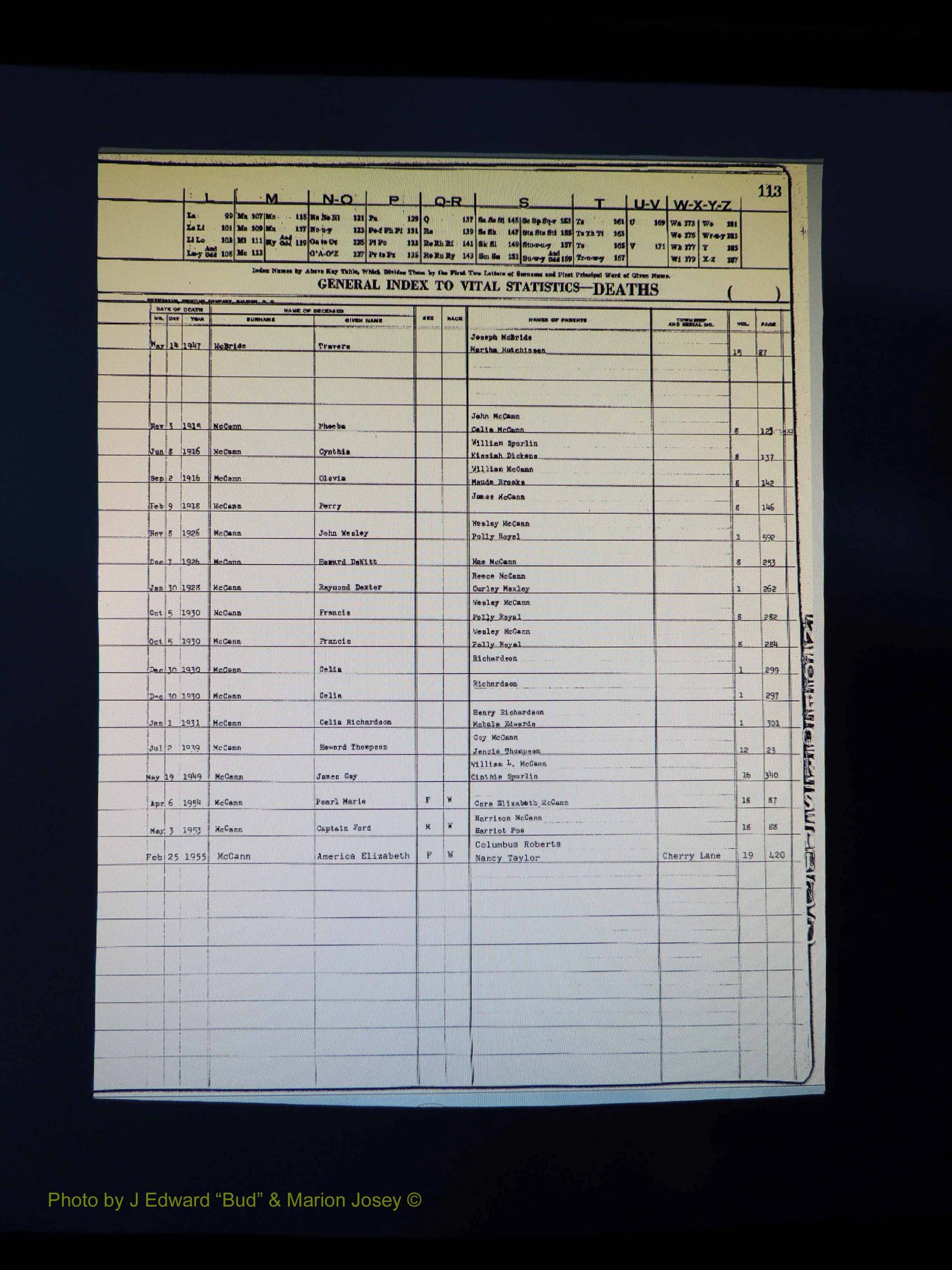 Alleghany Co, NC, Deaths Vol 1 148.JPG