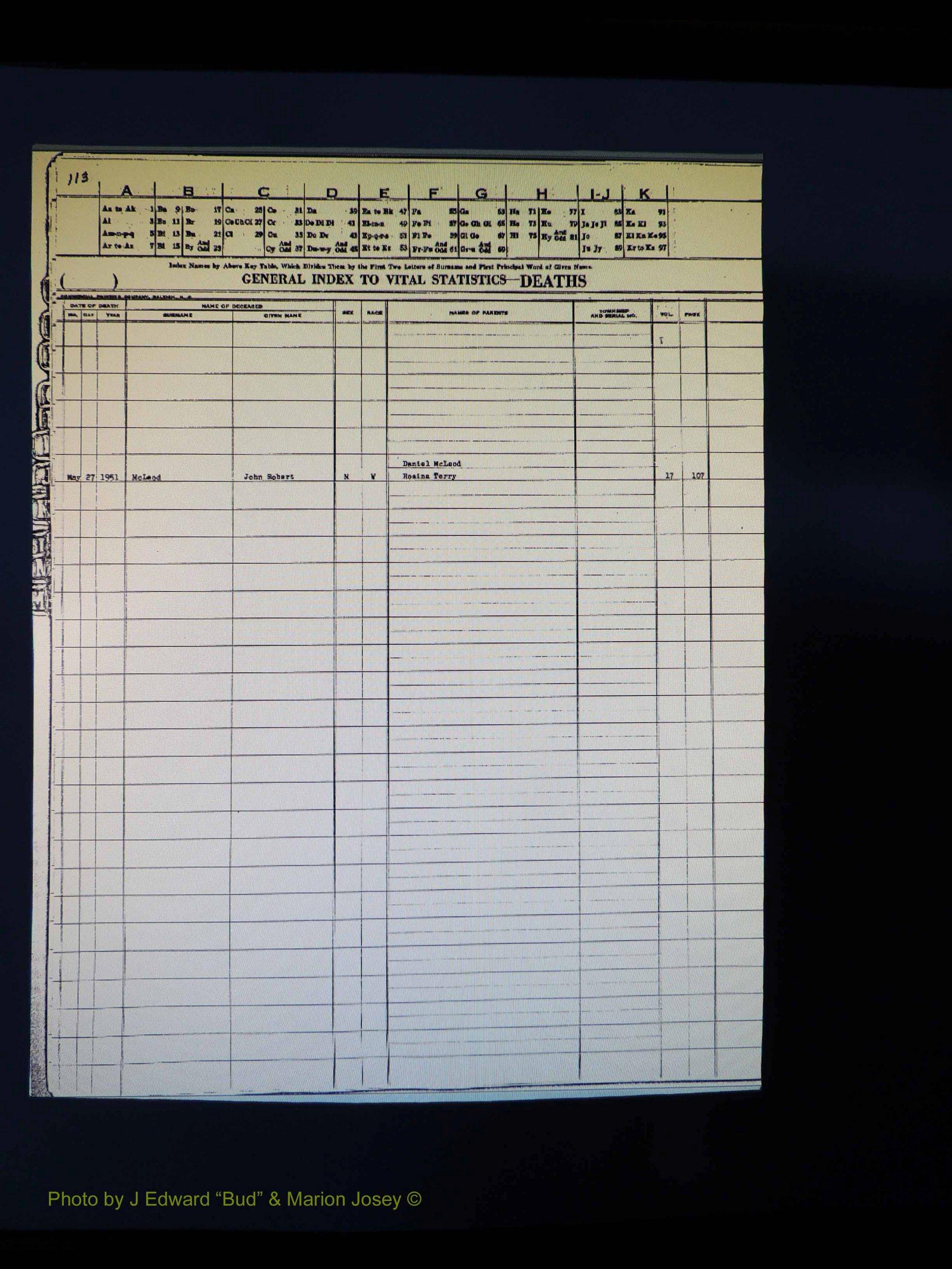 Alleghany Co, NC, Deaths Vol 1 153.JPG