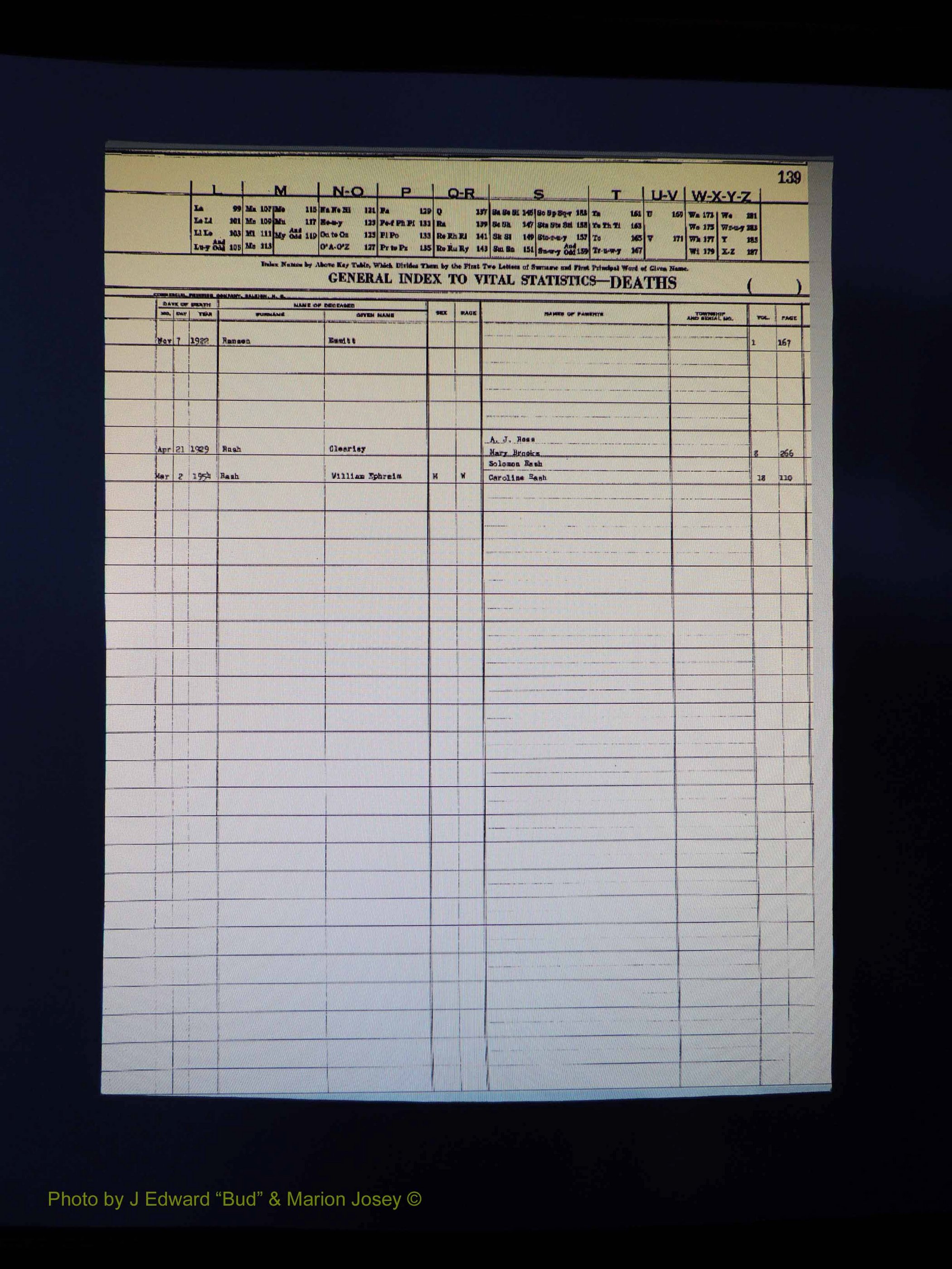 Alleghany Co, NC, Deaths Vol 1 175.JPG