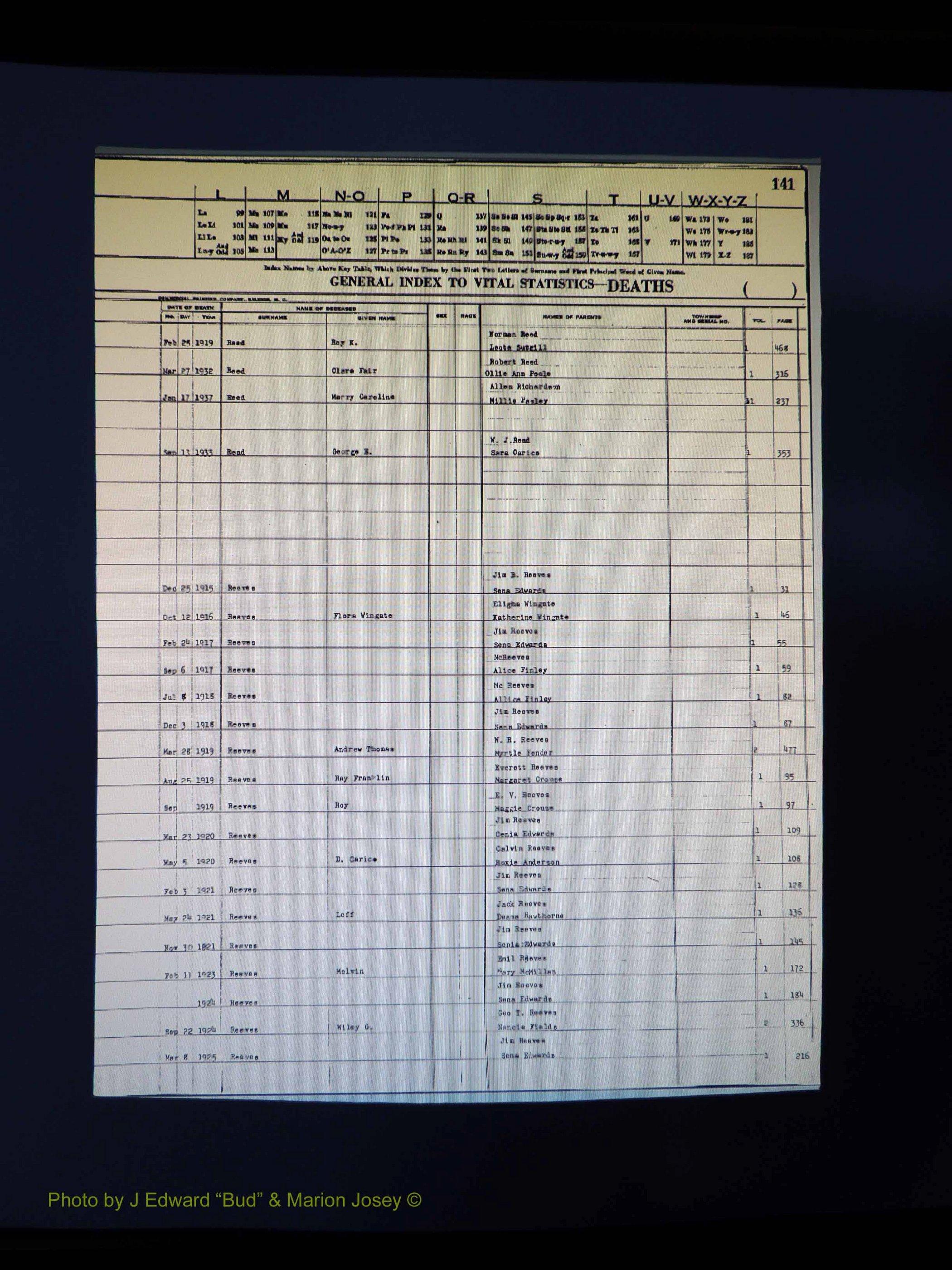 Alleghany Co, NC, Deaths Vol 1 177.JPG