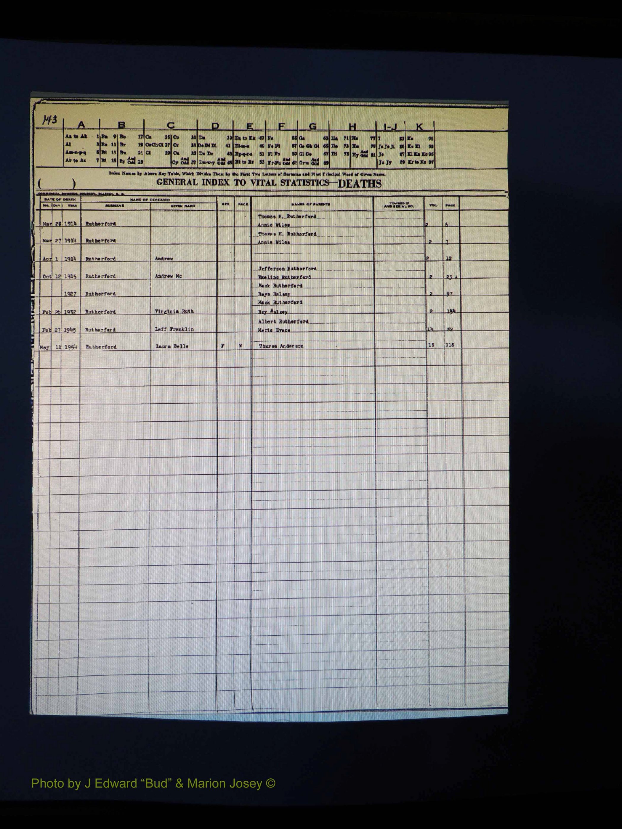 Alleghany Co, NC, Deaths Vol 1 190.JPG