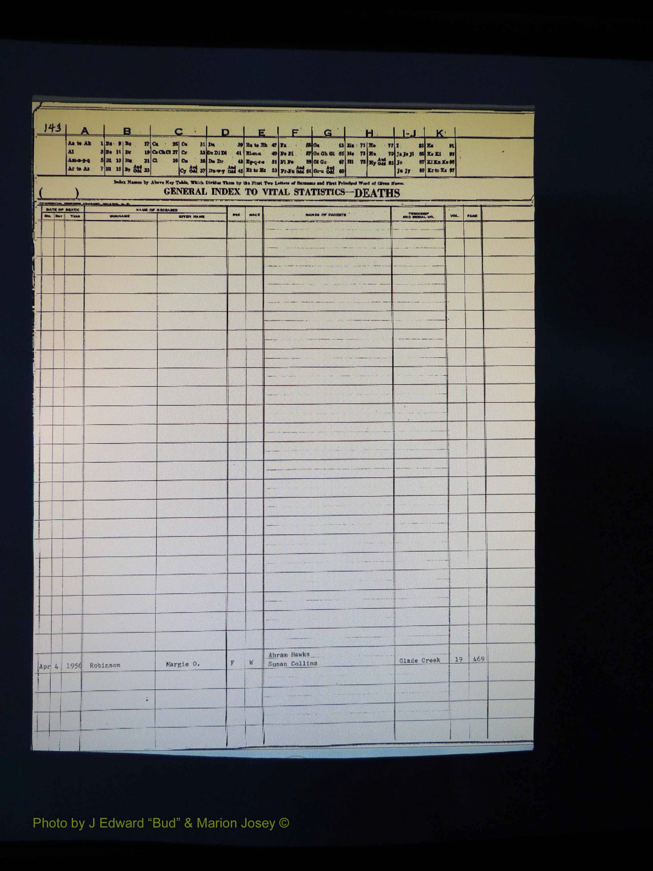 Alleghany Co, NC, Deaths Vol 1 191.JPG