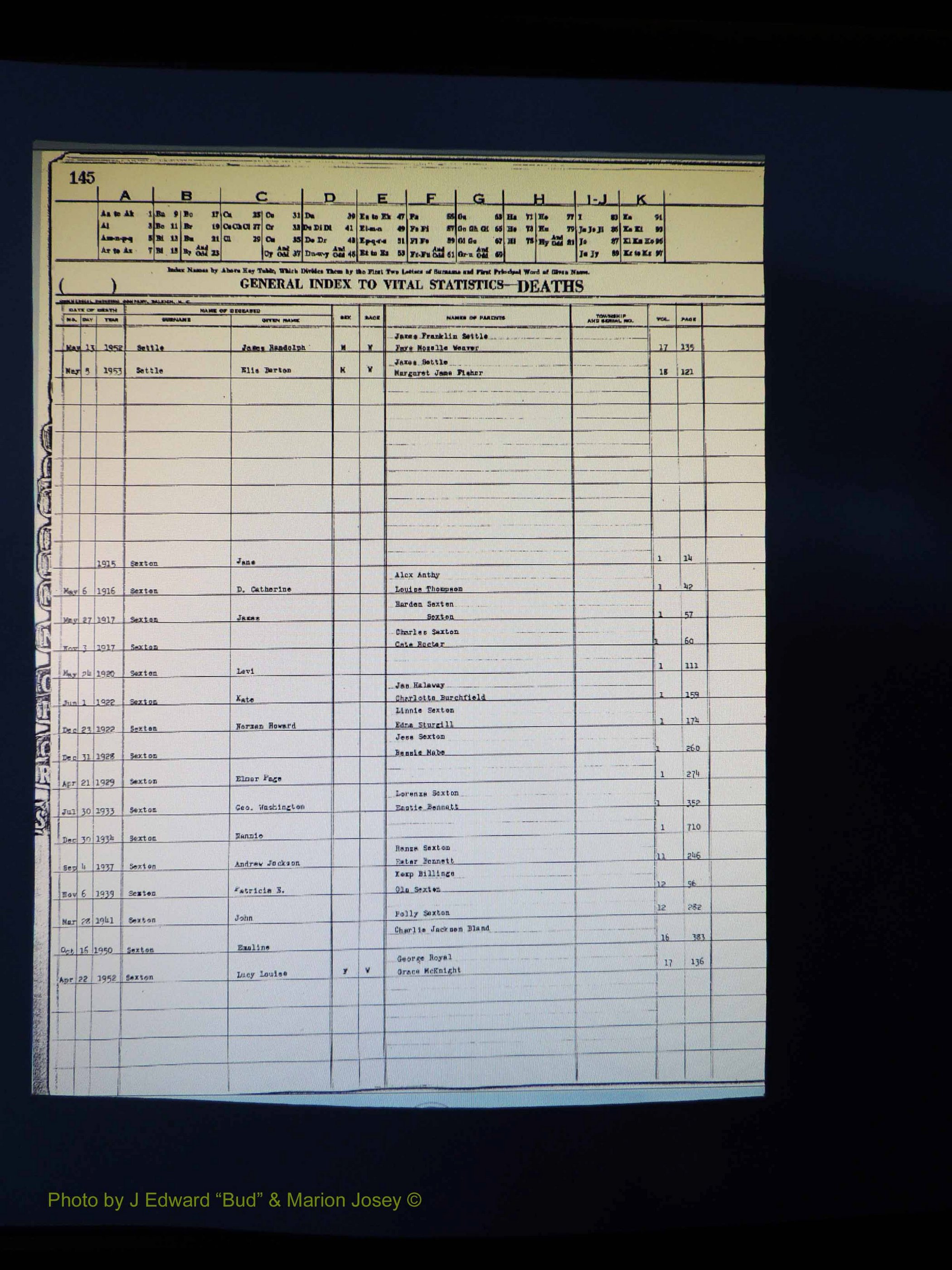 Alleghany Co, NC, Deaths Vol 1 199.JPG
