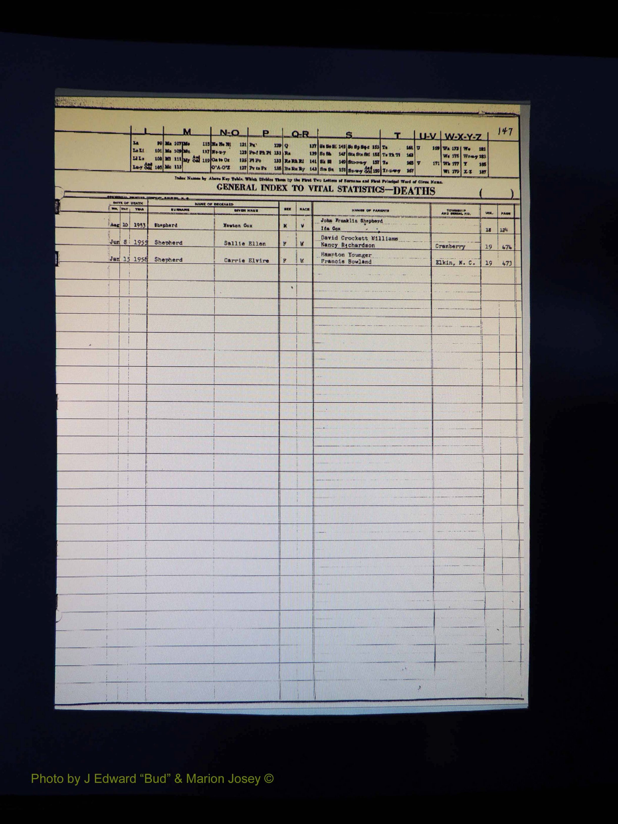Alleghany Co, NC, Deaths Vol 1 211.JPG