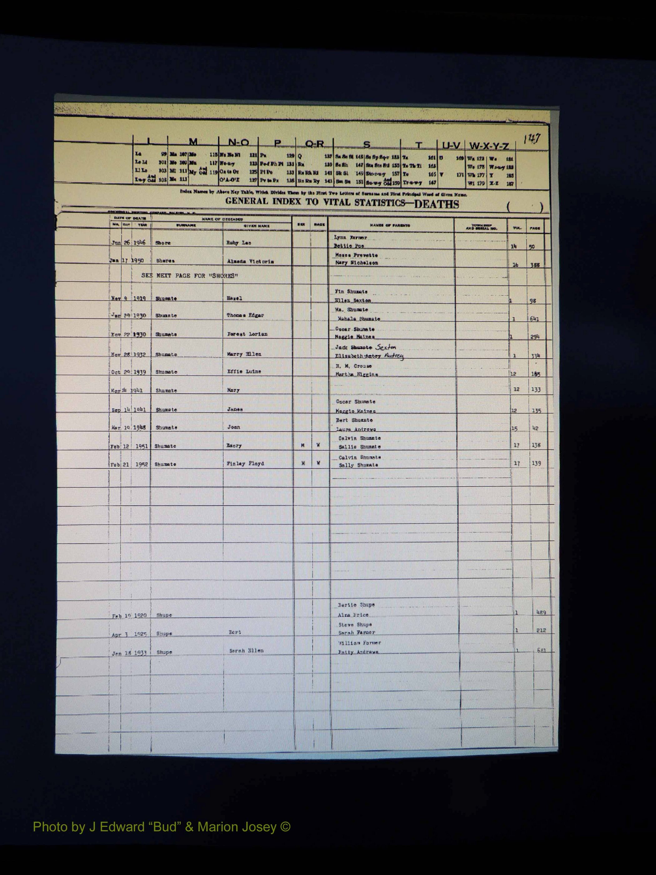 Alleghany Co, NC, Deaths Vol 1 212.JPG