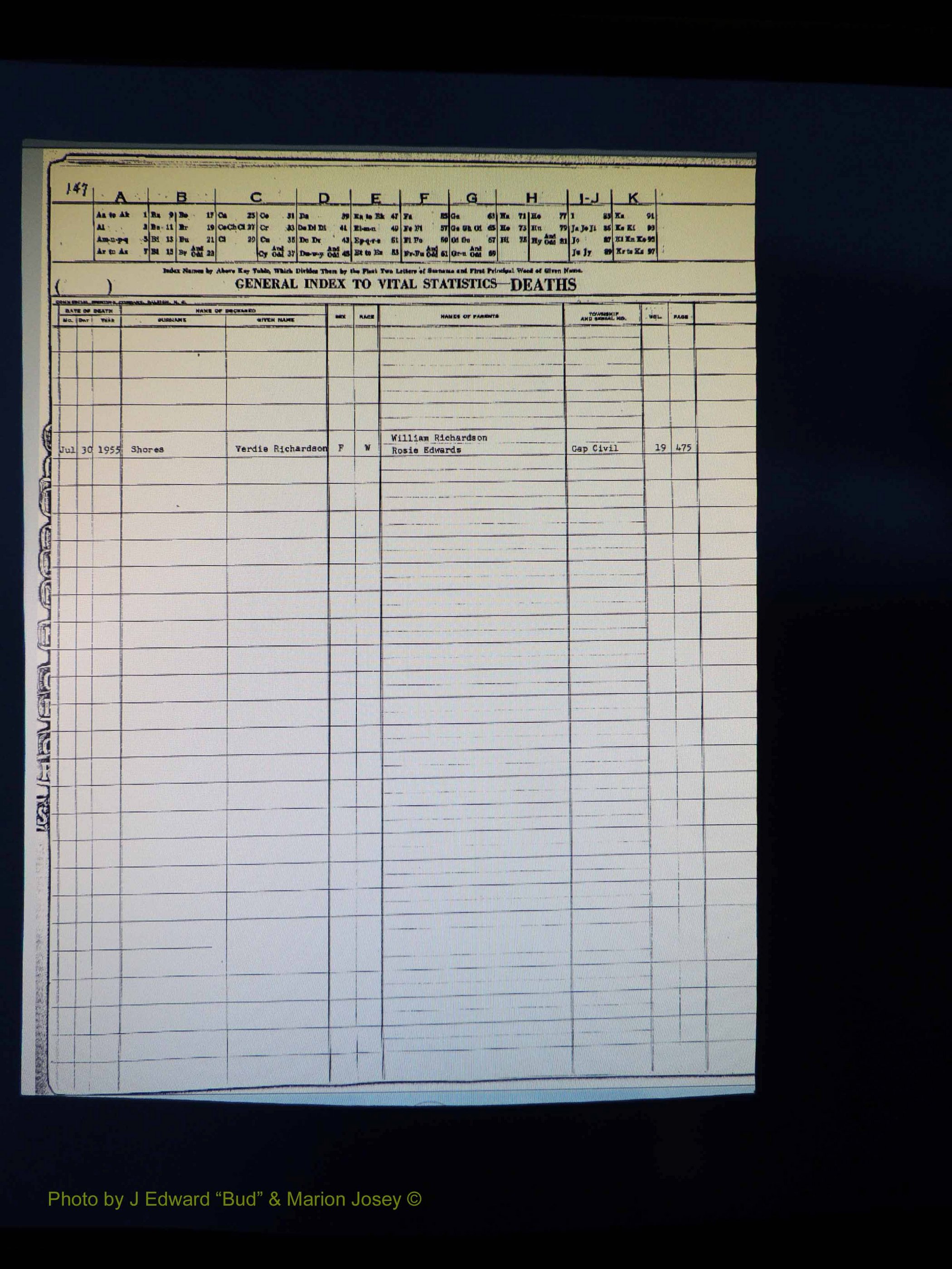 Alleghany Co, NC, Deaths Vol 1 213.JPG