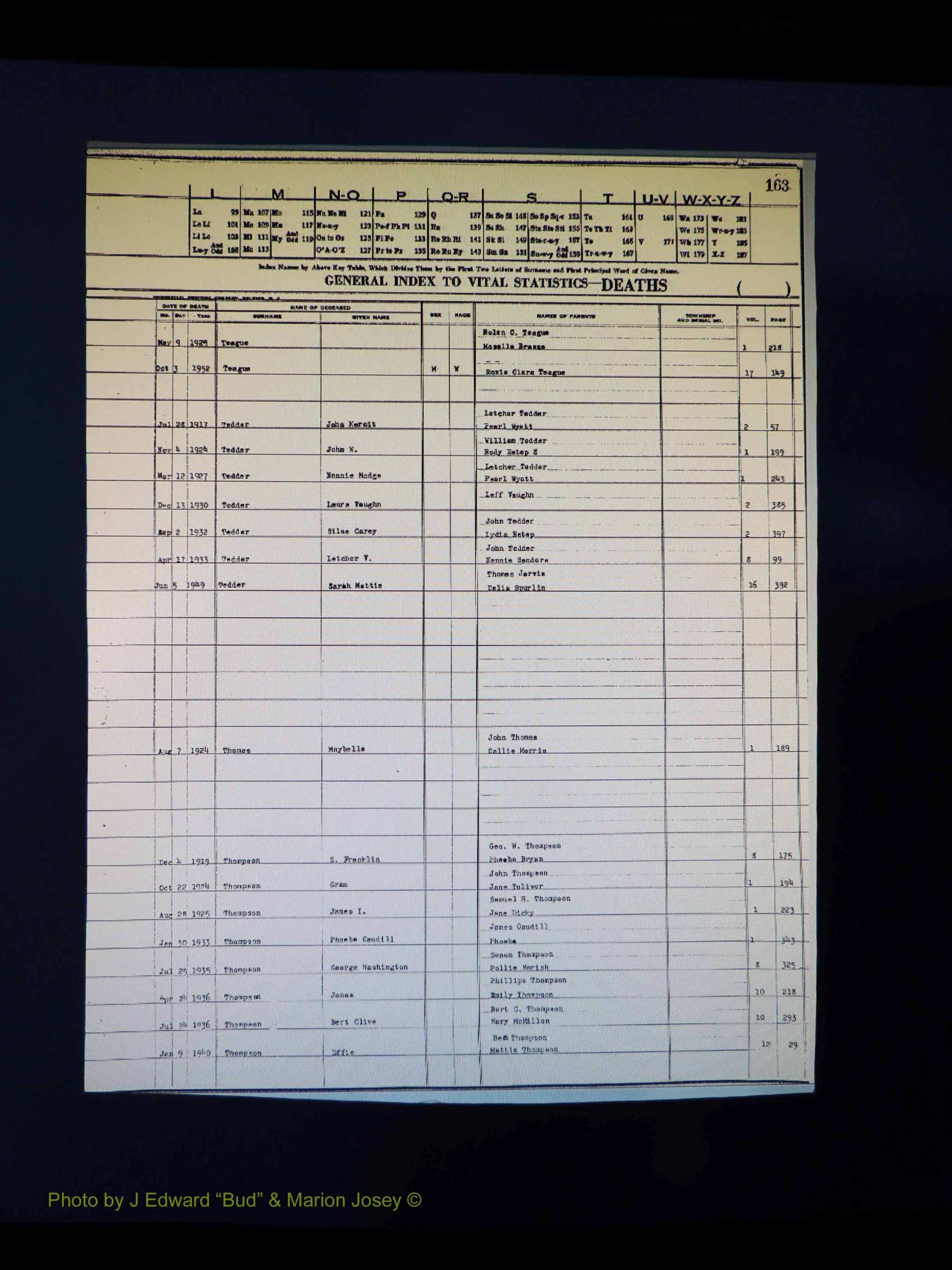 Alleghany Co, NC, Deaths Vol 1 230.JPG