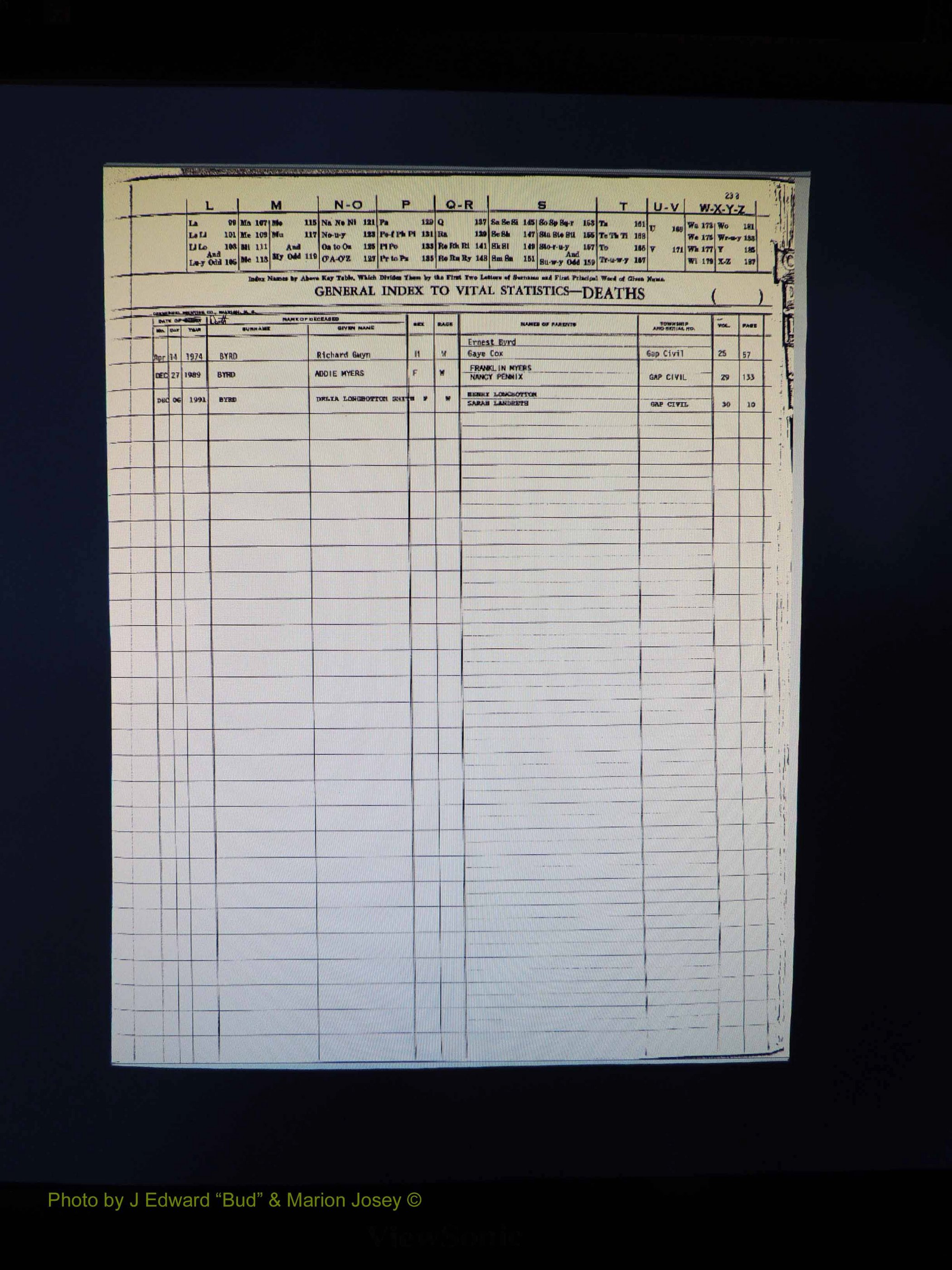 Alleghany Co, NC, Deaths, Vol 2 025.JPG