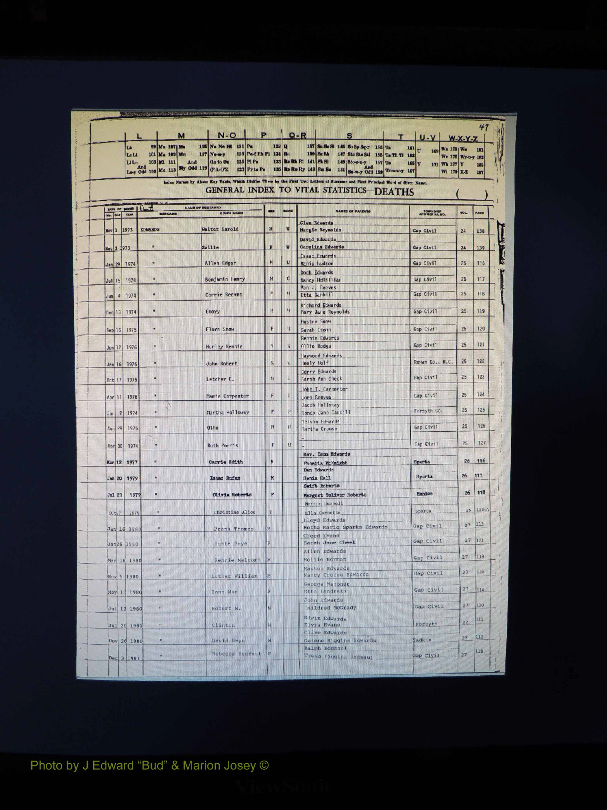 Alleghany Co, NC, Deaths, Vol 2 053.JPG