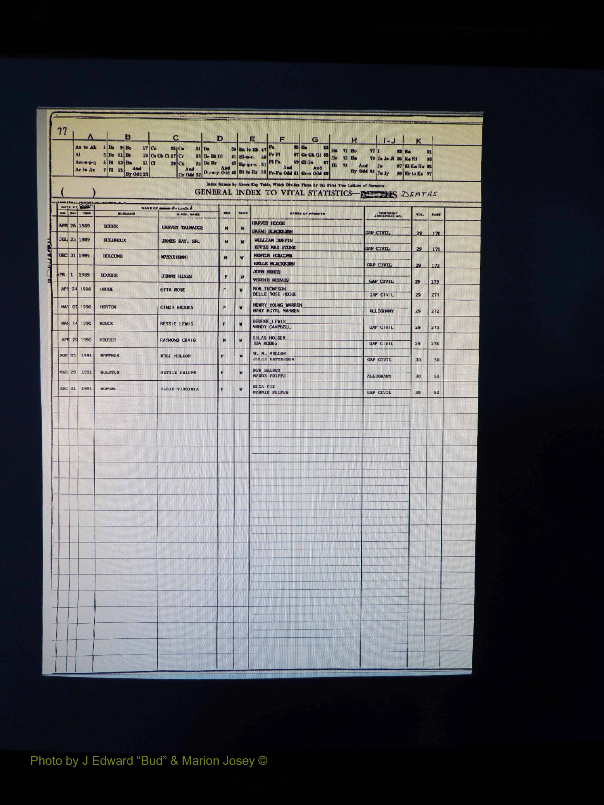 Alleghany Co, NC, Deaths, Vol 2 083.JPG