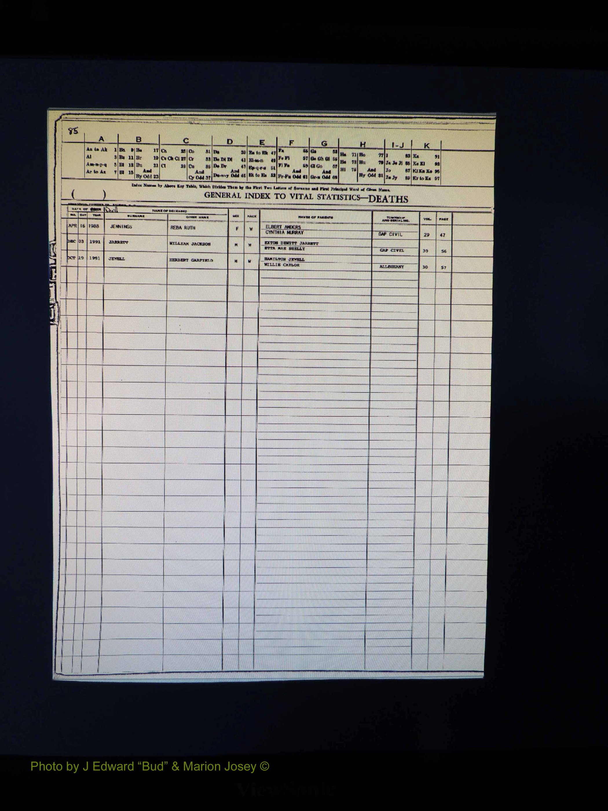 Alleghany Co, NC, Deaths, Vol 2 089.JPG