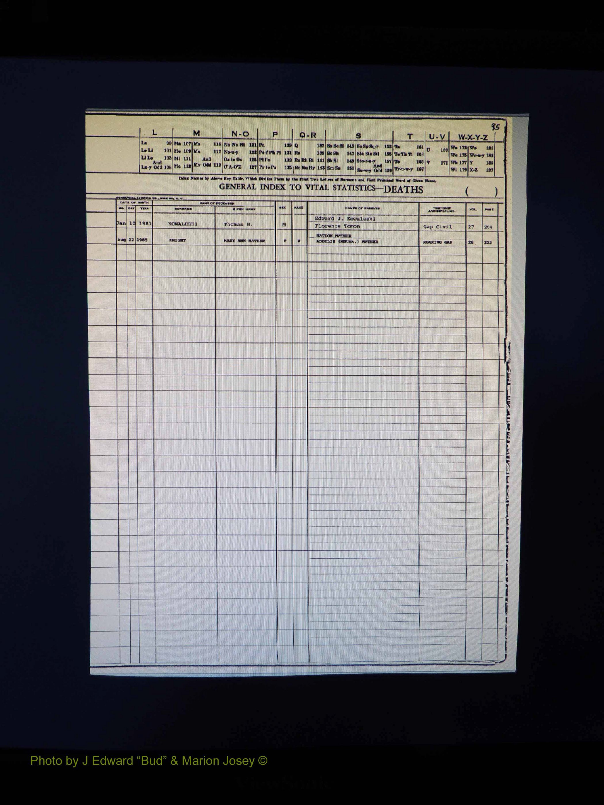 Alleghany Co, NC, Deaths, Vol 2 100.JPG