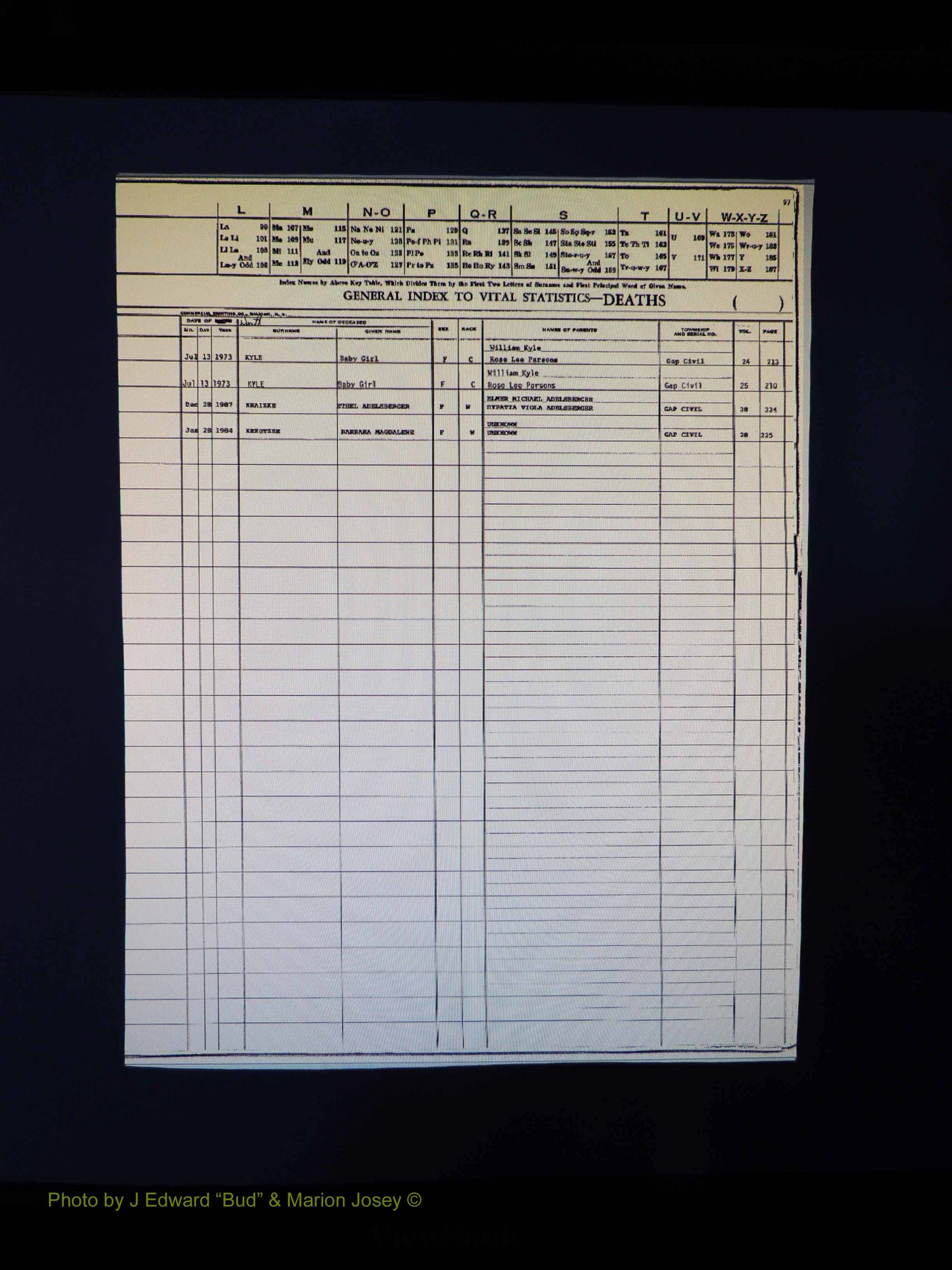 Alleghany Co, NC, Deaths, Vol 2 101.JPG