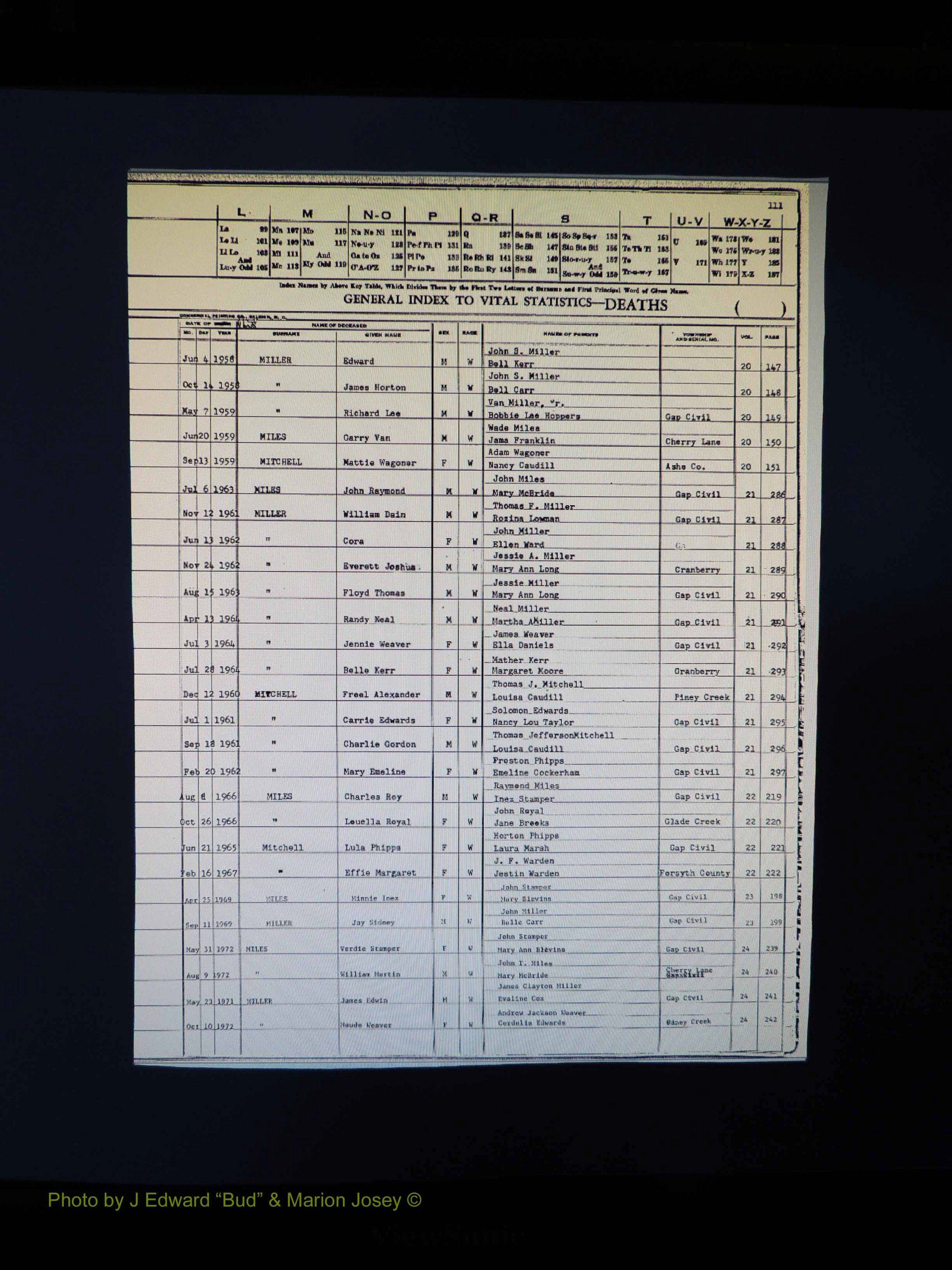 Alleghany Co, NC, Deaths, Vol 2 113.JPG