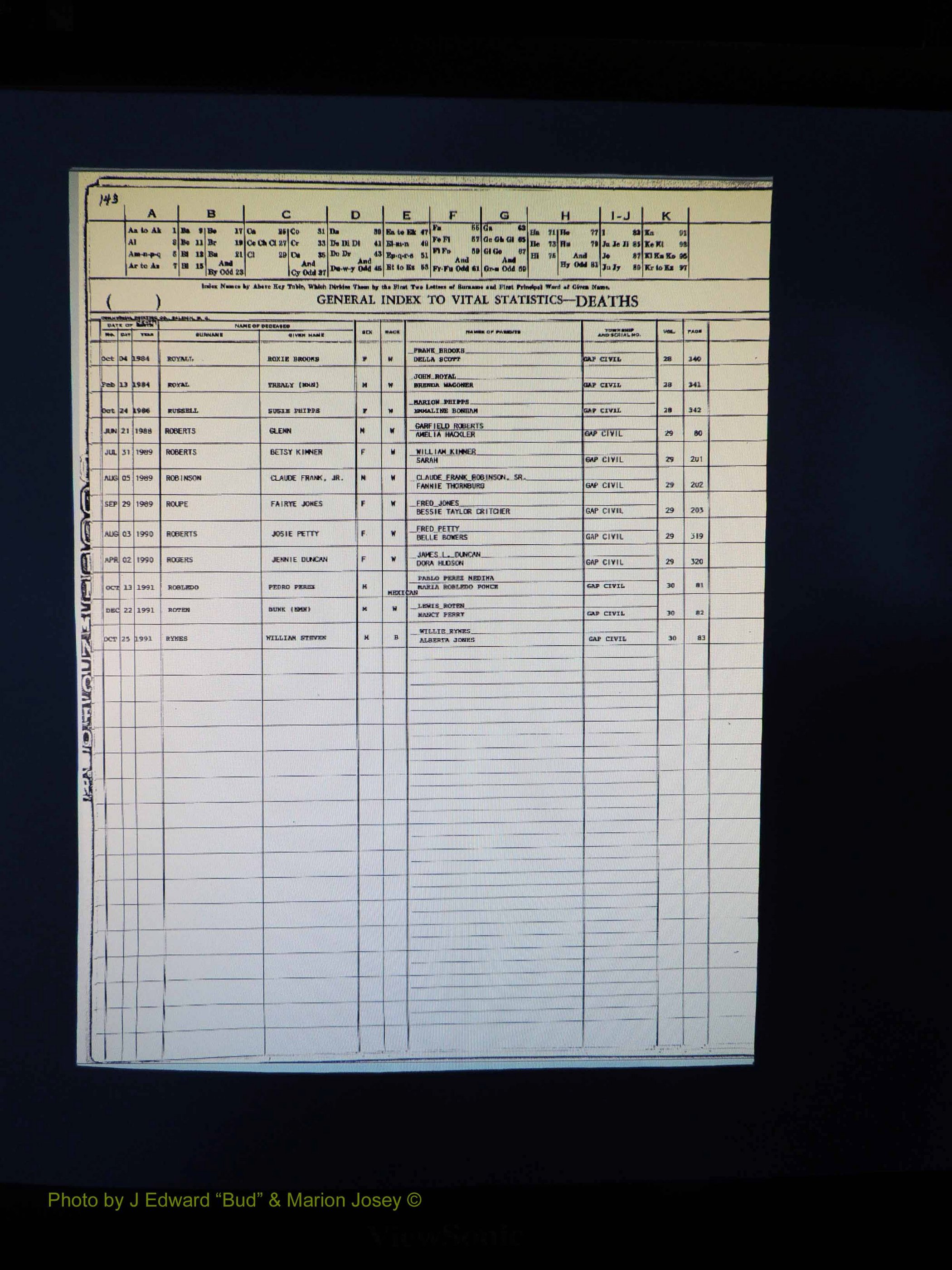 Alleghany Co, NC, Deaths, Vol 2 152.JPG