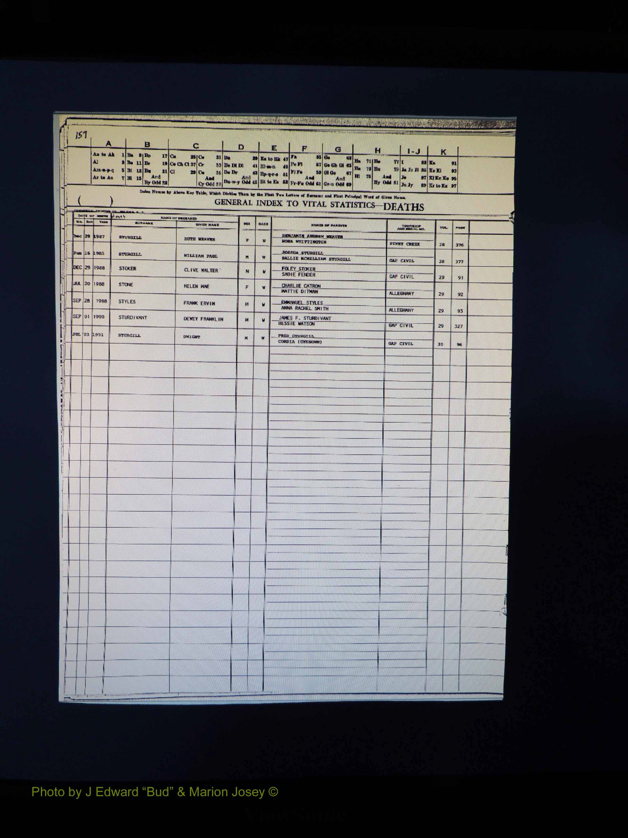 Alleghany Co, NC, Deaths, Vol 2 173.JPG