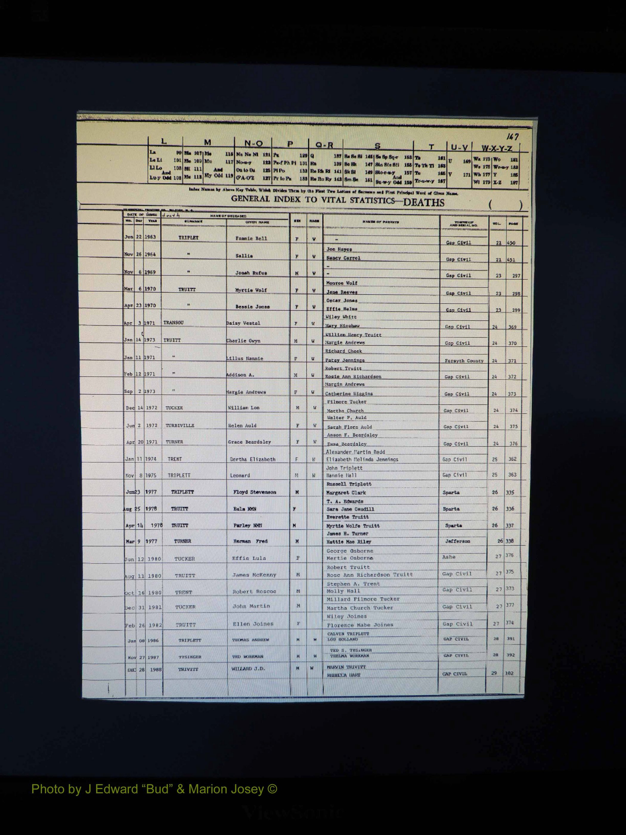Alleghany Co, NC, Deaths, Vol 2 180.JPG
