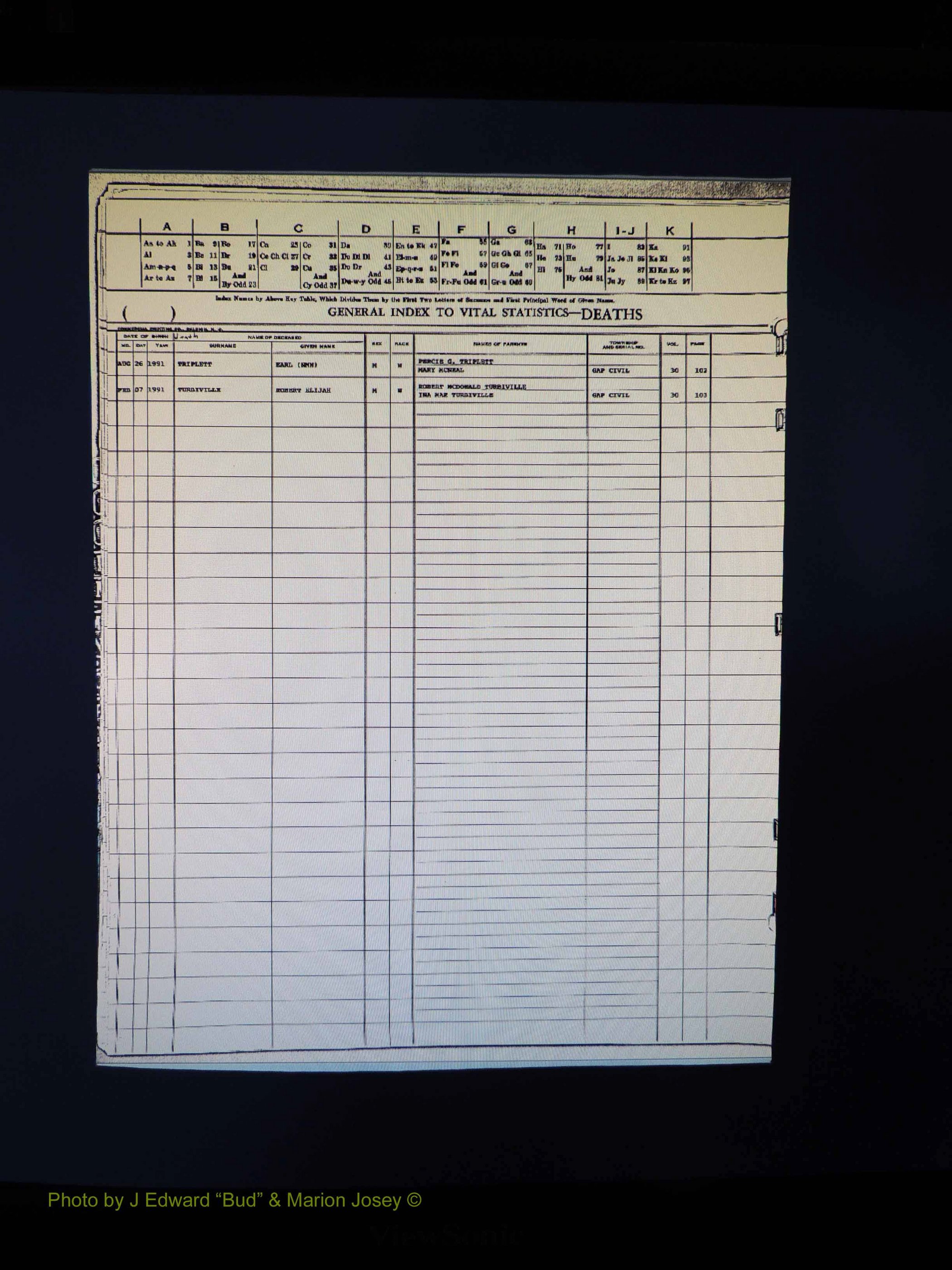 Alleghany Co, NC, Deaths, Vol 2 181.JPG