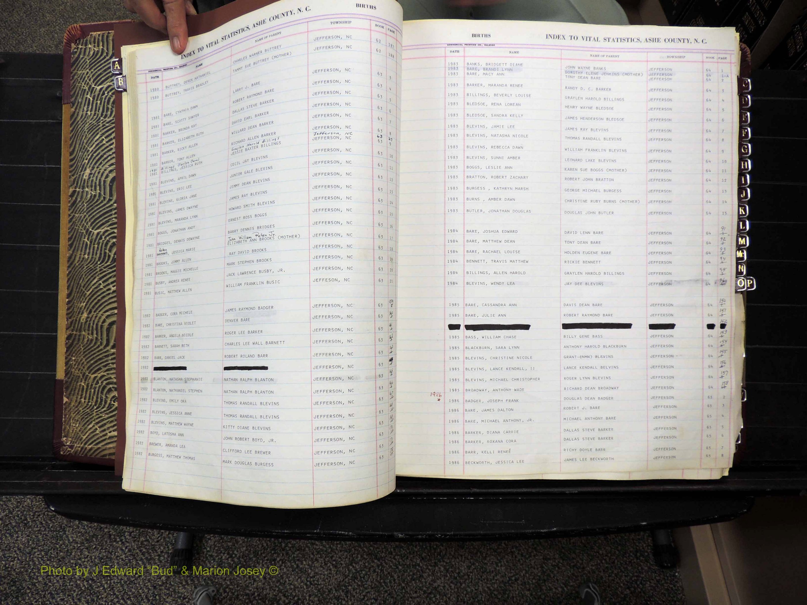 Ashe Co, NC, Births, 1947-1997 (128).JPG