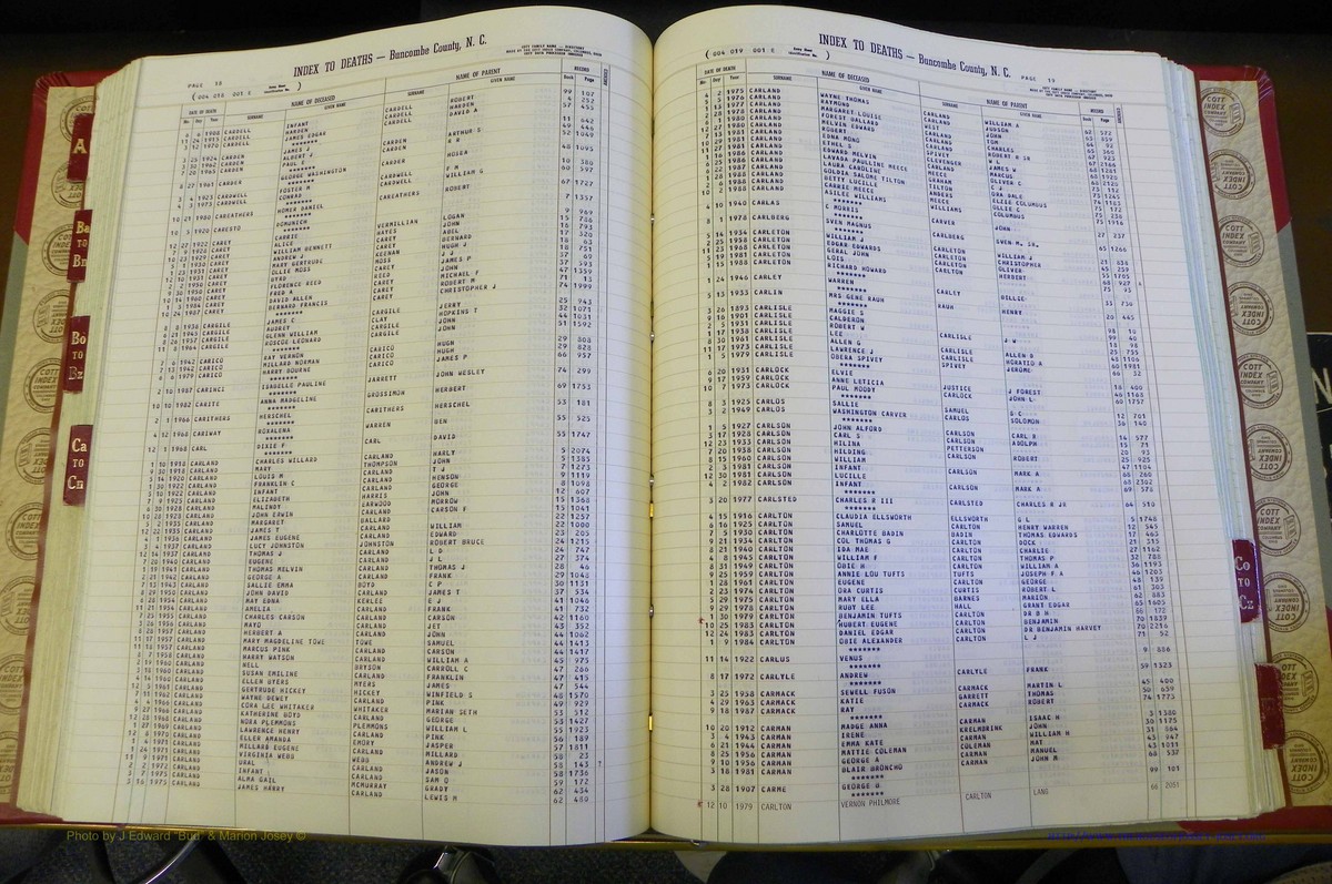 Bun. Co, NC, Deaths 1890 - 1988, A to D (135).JPG