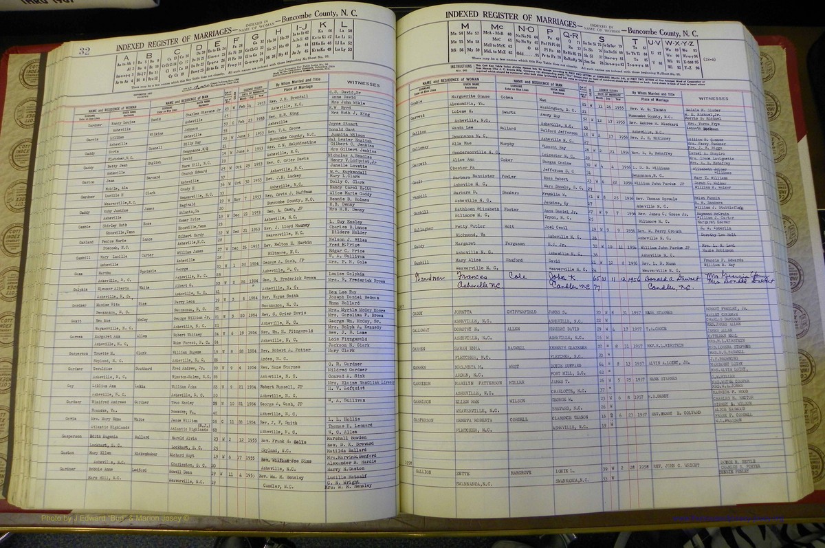 Bun Co, NC, Marr 1950 - 1961, Female Index (83).JPG