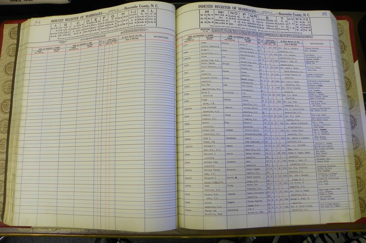 Bun Co, NC, Marr 1950 - 1961, Female Index (91).JPG
