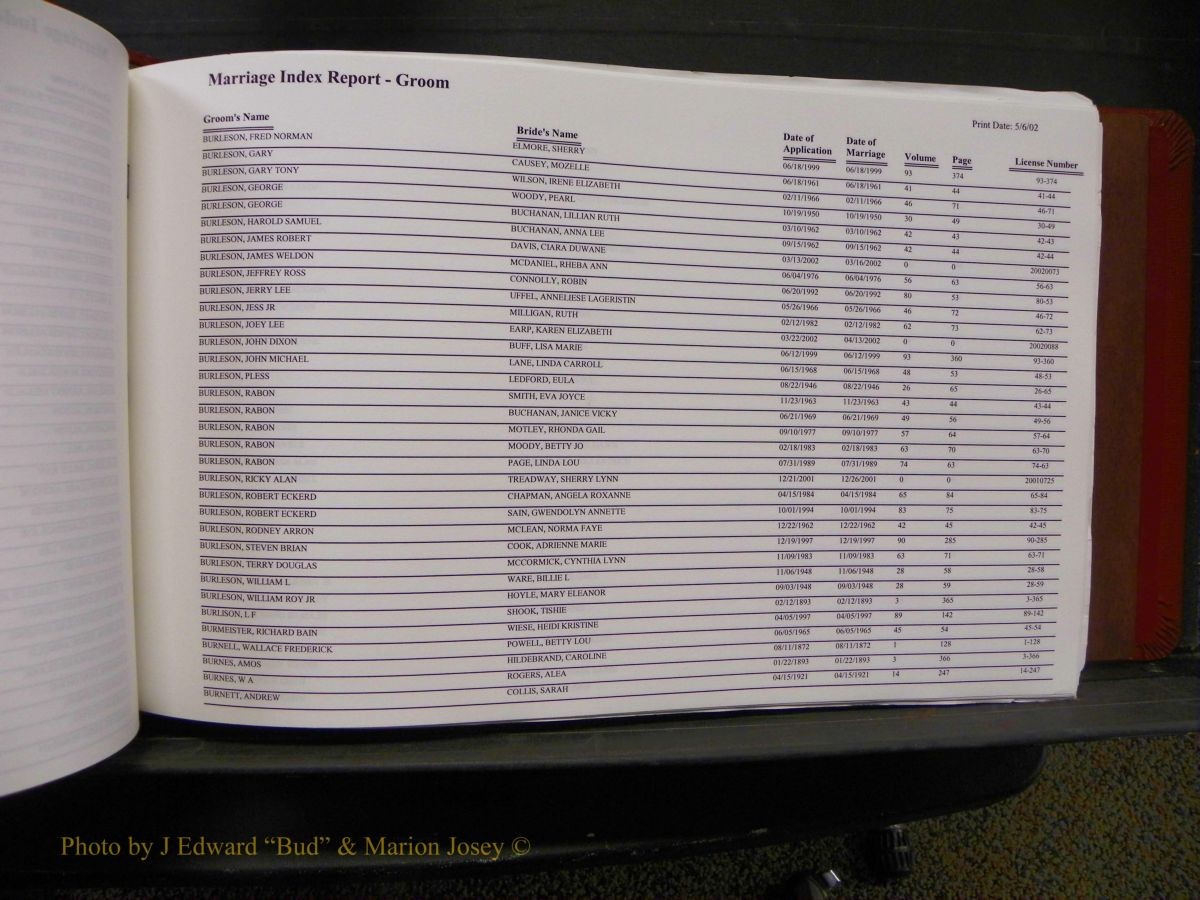 Burke Marriages, Book 1&2, A-N 150.JPG