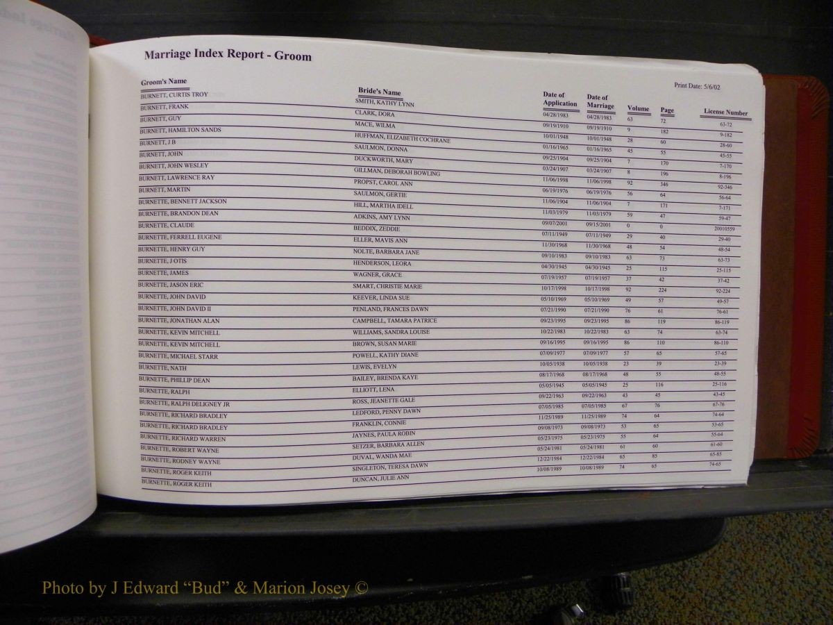Burke Marriages, Book 1&2, A-N 151.JPG