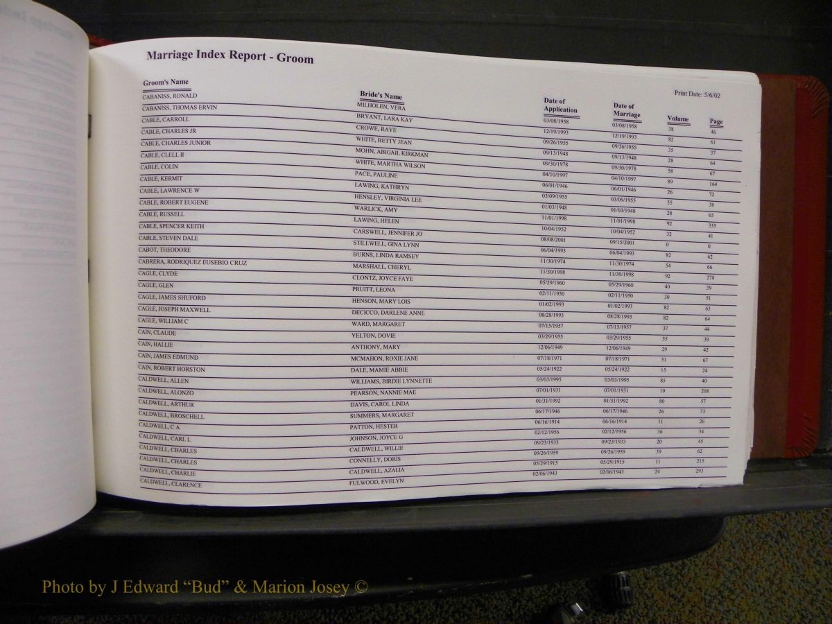 Burke Marriages, Book 1&2, A-N 160.JPG