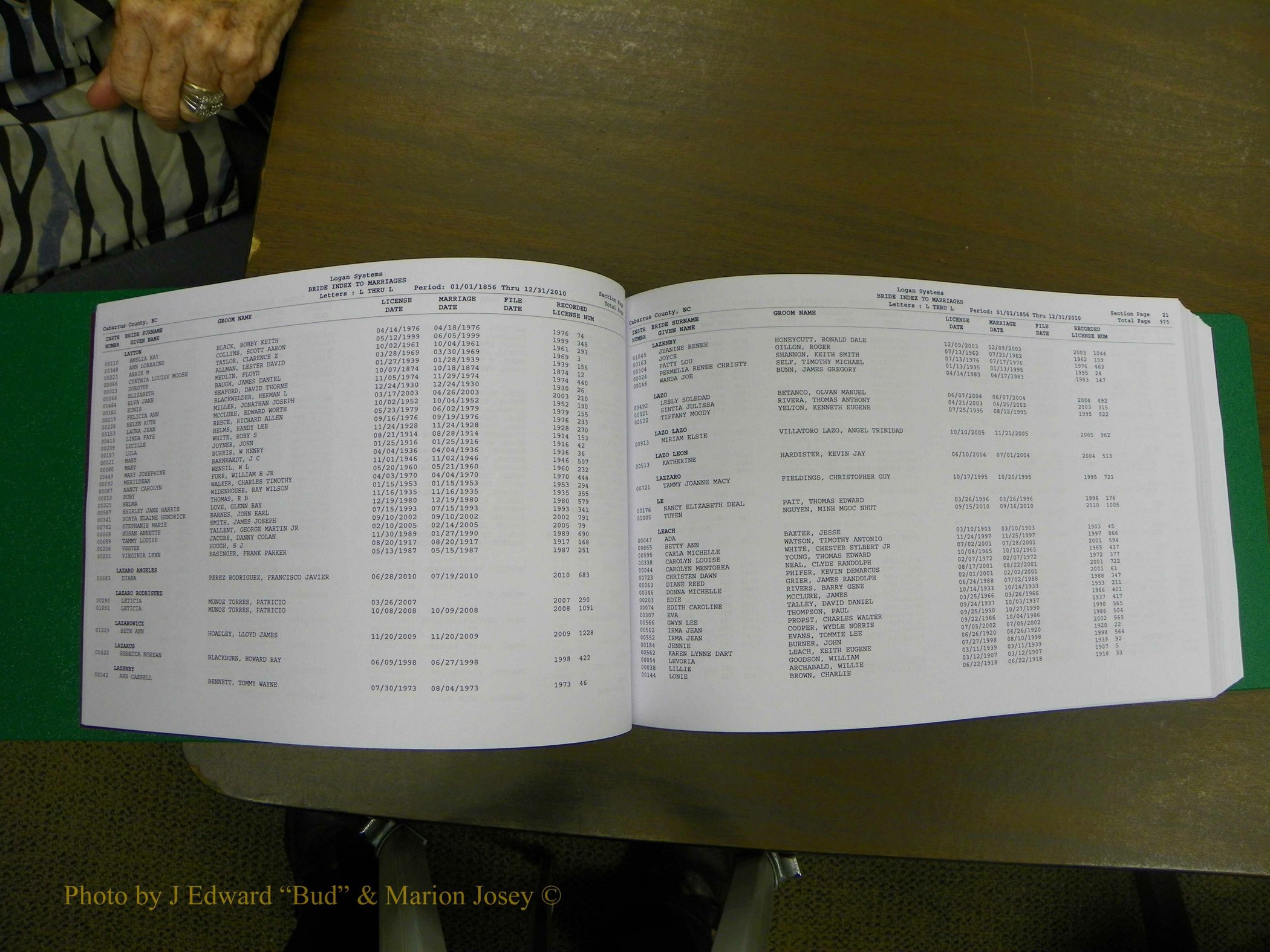 Cabarrus Marriages, Female Index, L-Z, 1856-2010 012.JPG