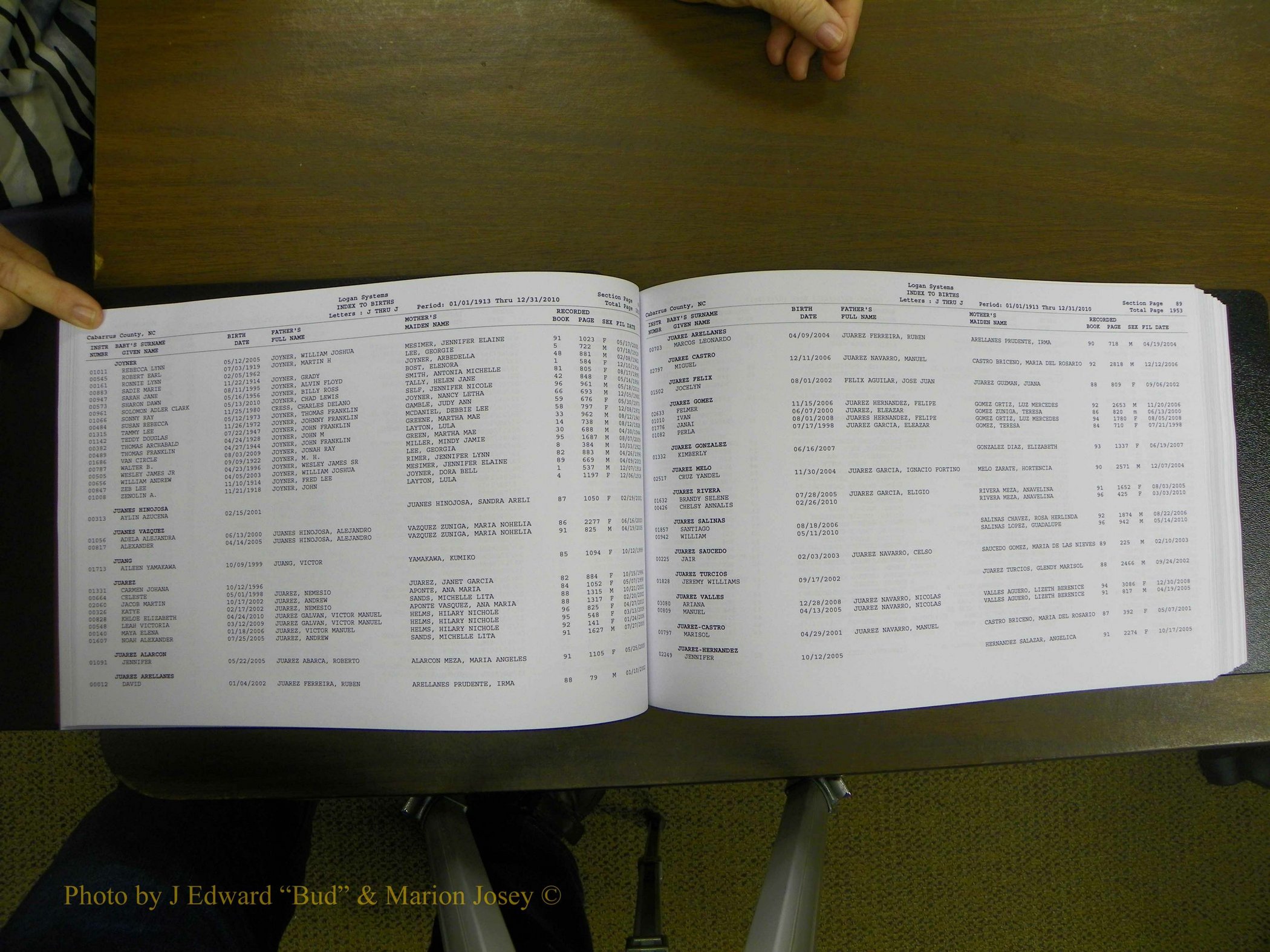 Cabarrus Births Index, I-M, 1913-2010 057.JPG