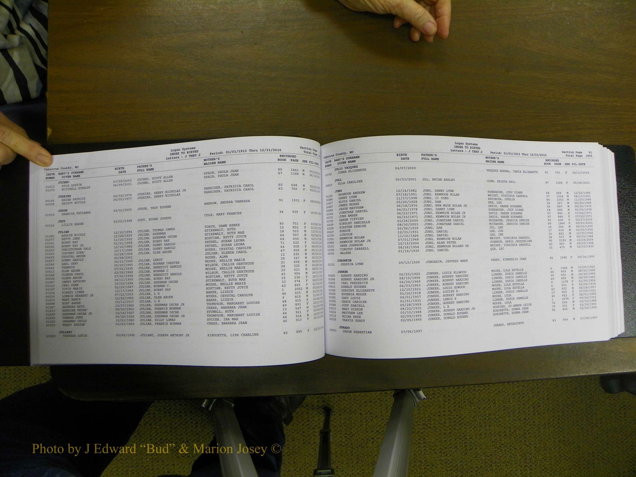 Cabarrus Births Index, I-M, 1913-2010 058.JPG