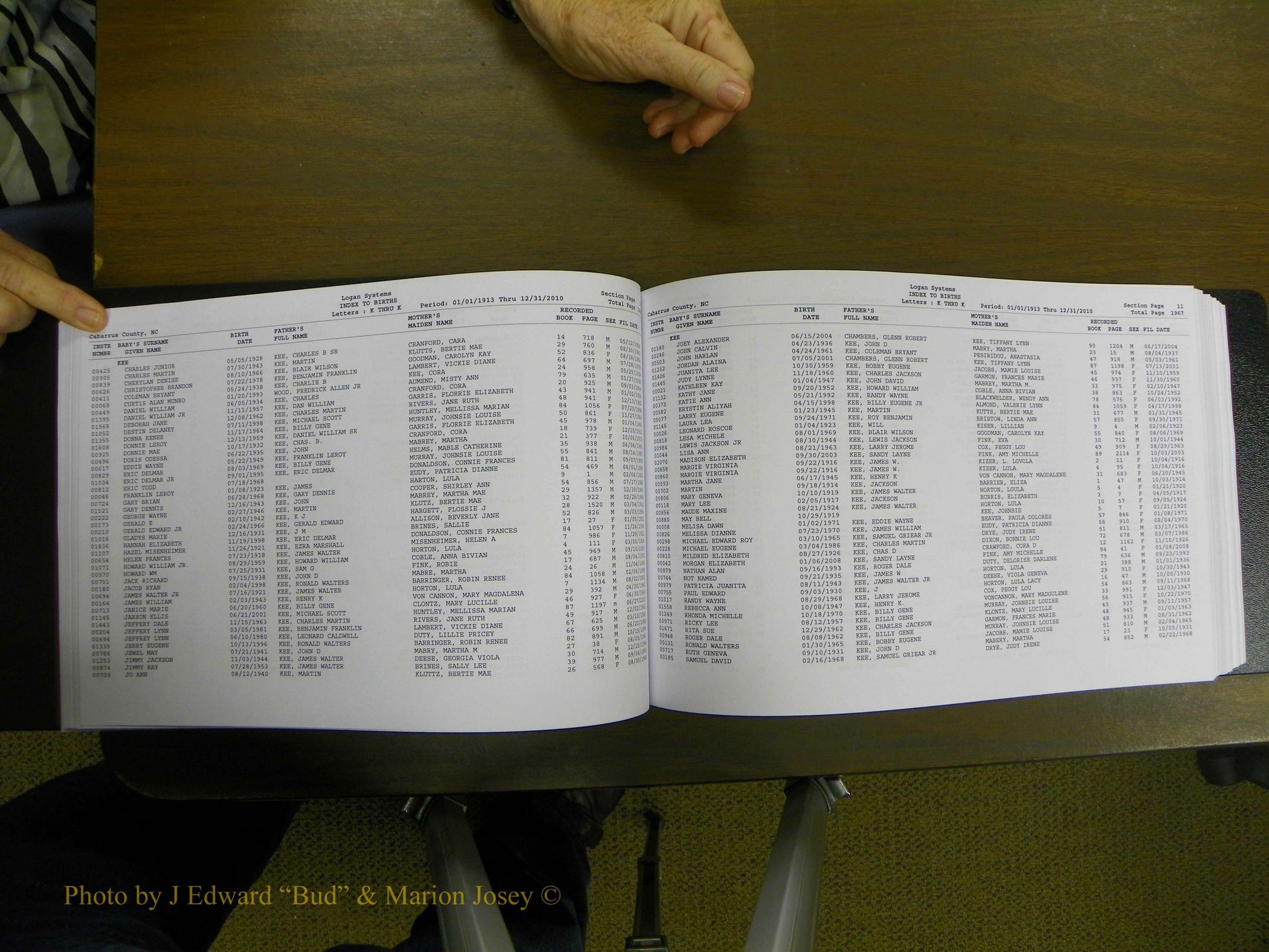 Cabarrus Births Index, I-M, 1913-2010 064.JPG