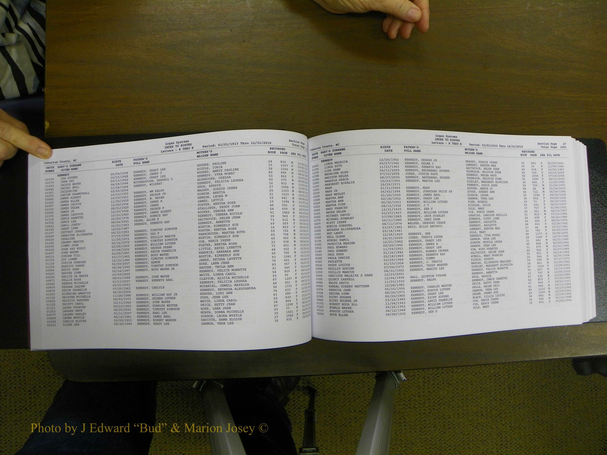 Cabarrus Births Index, I-M, 1913-2010 072.JPG