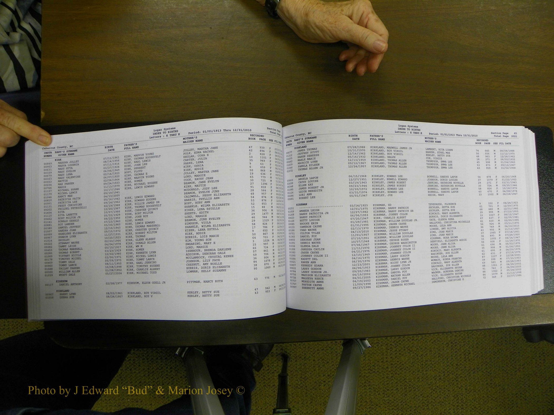Cabarrus Births Index, I-M, 1913-2010 091.JPG