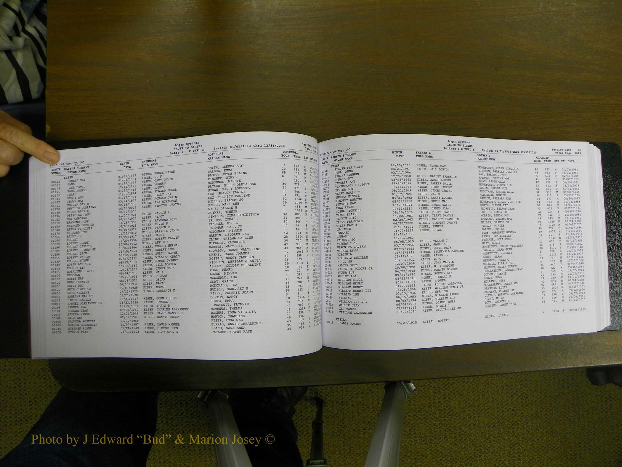 Cabarrus Births Index, I-M, 1913-2010 095.JPG
