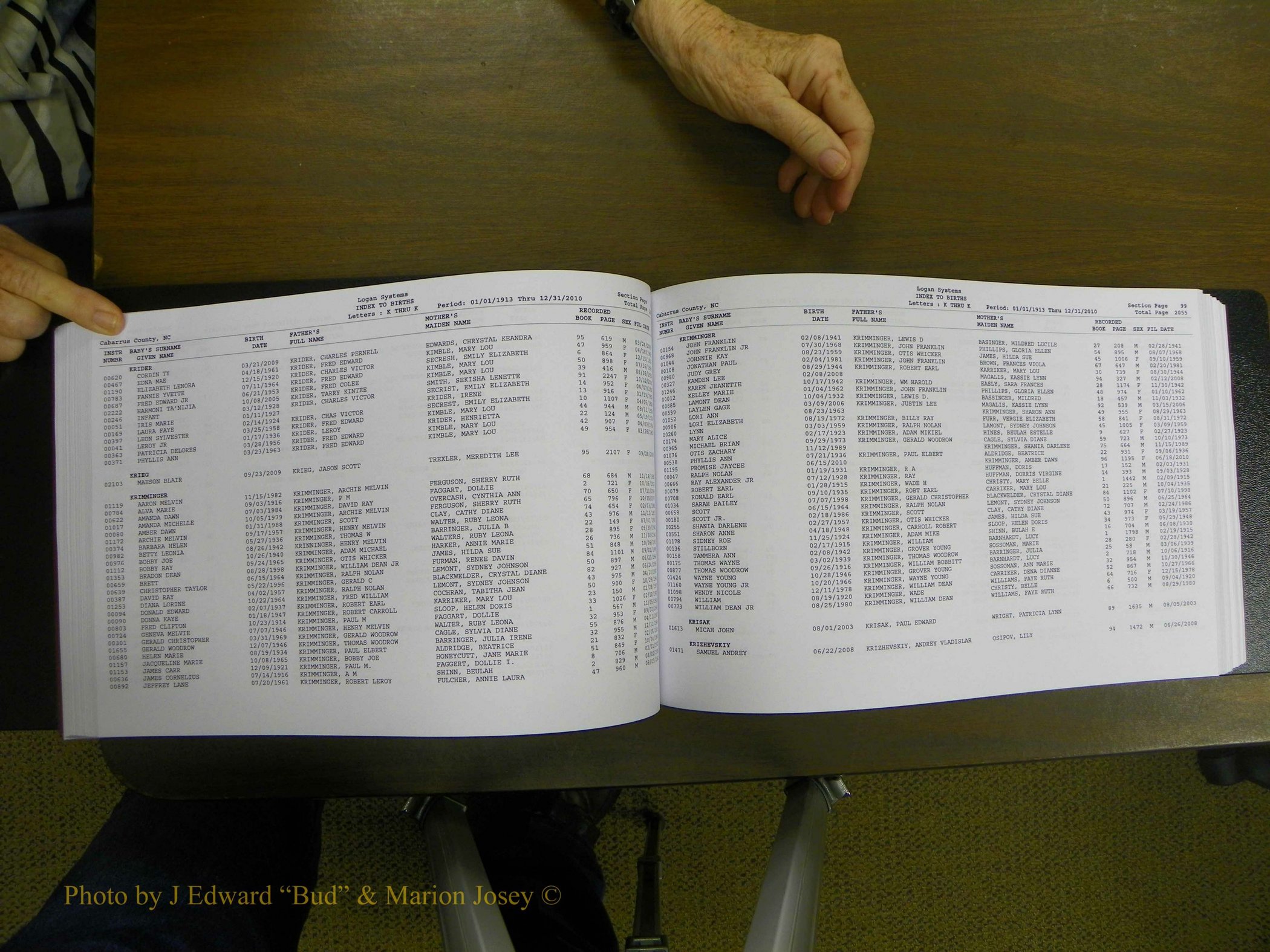 Cabarrus Births Index, I-M, 1913-2010 108.JPG