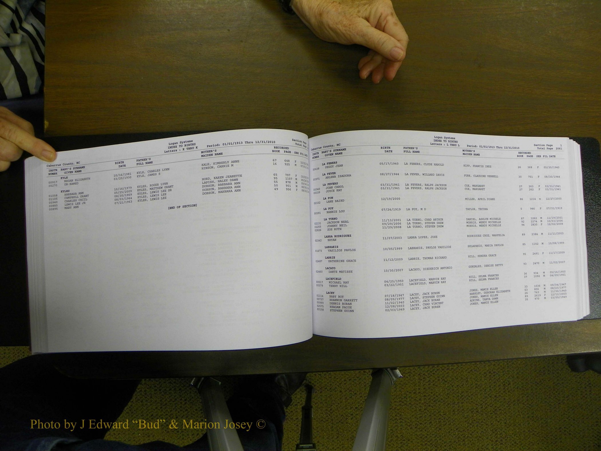 Cabarrus Births Index, I-M, 1913-2010 111.JPG