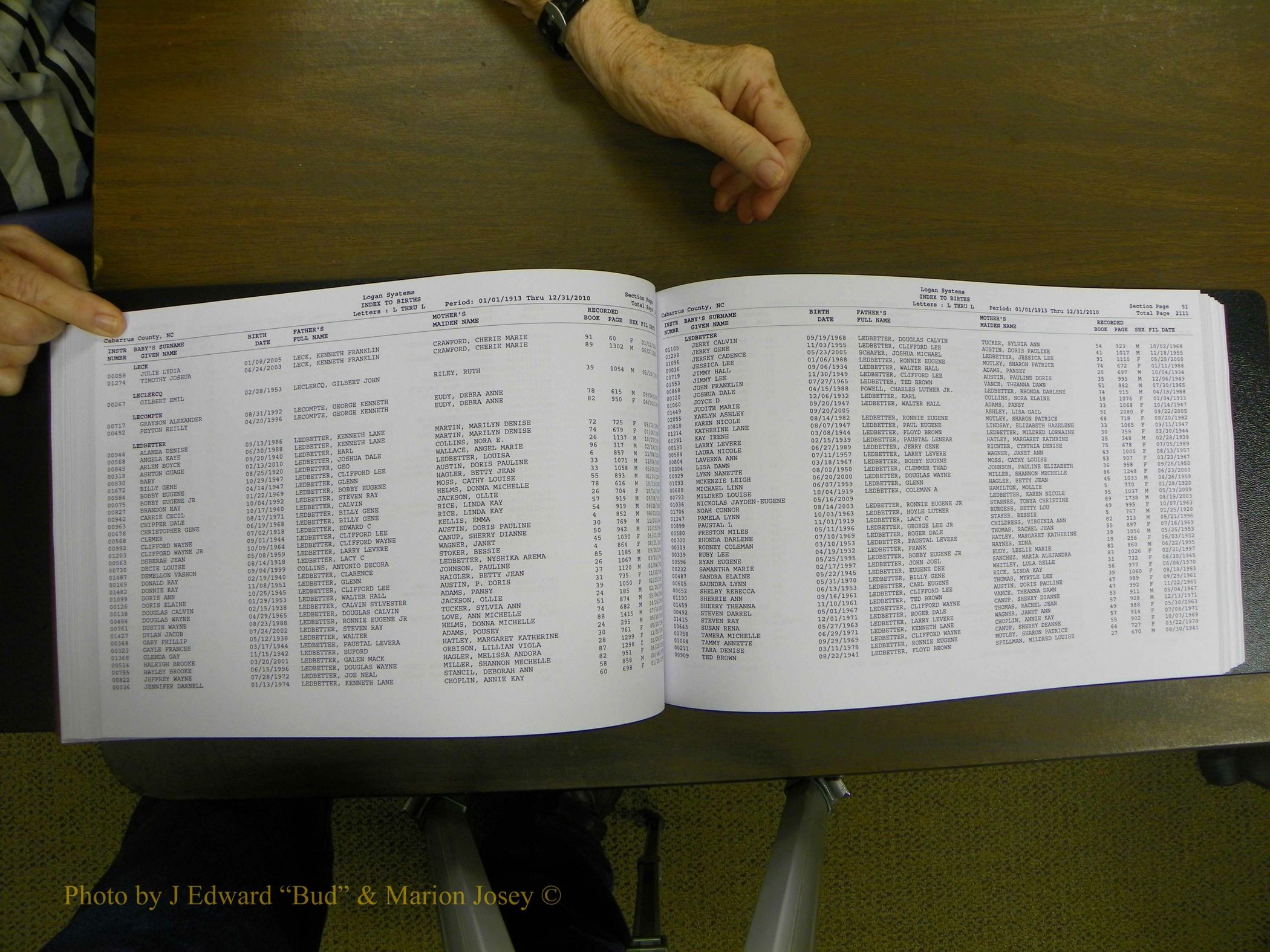 Cabarrus Births Index, I-M, 1913-2010 136.JPG