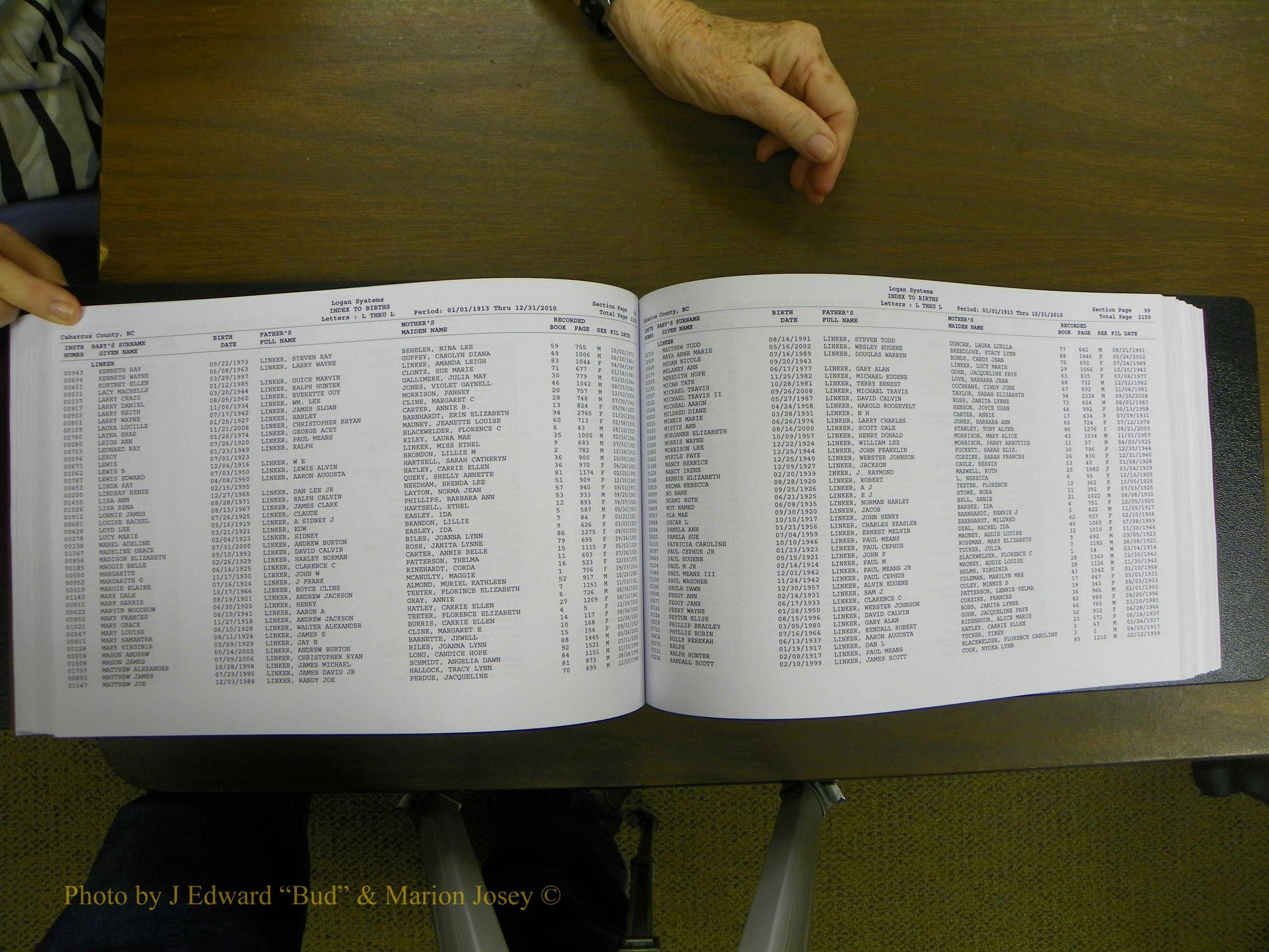 Cabarrus Births Index, I-M, 1913-2010 160.JPG