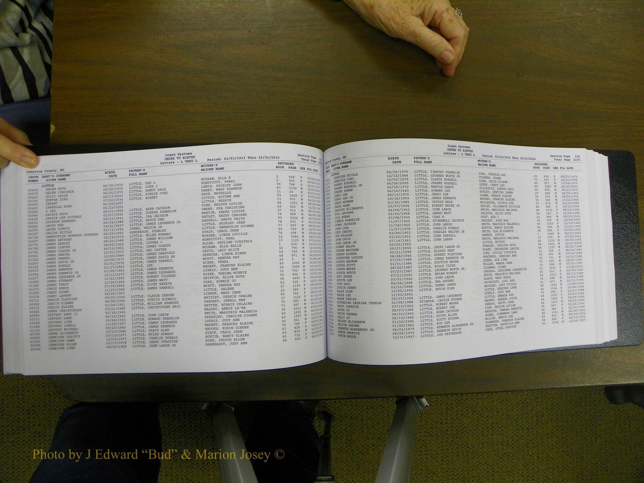 Cabarrus Births Index, I-M, 1913-2010 170.JPG