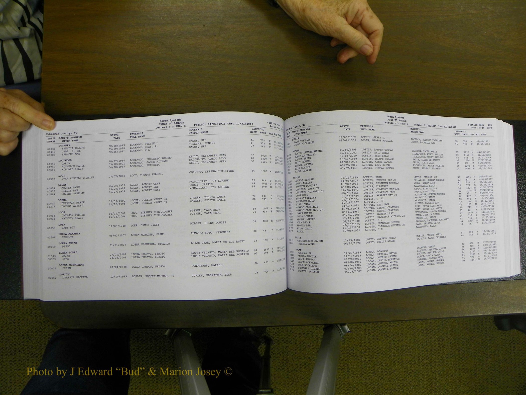 Cabarrus Births Index, I-M, 1913-2010 177.JPG